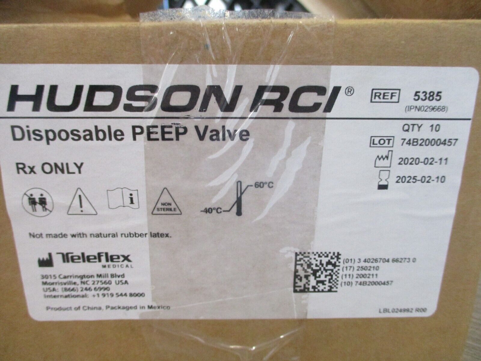 Teleflex Hudson RCI Disposable PEEP Valve 5385 *Box of 10* New Surplus.