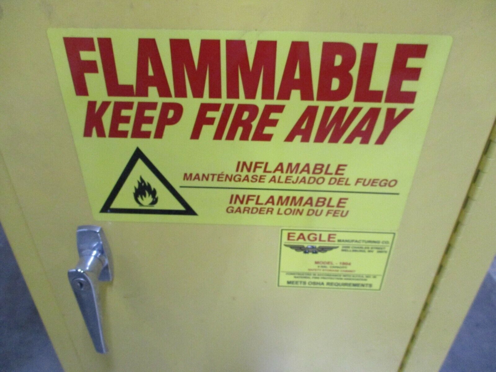 Eagle Manufacturing Safety Storage Cabinet 1904 4 Gal. Capacity Used