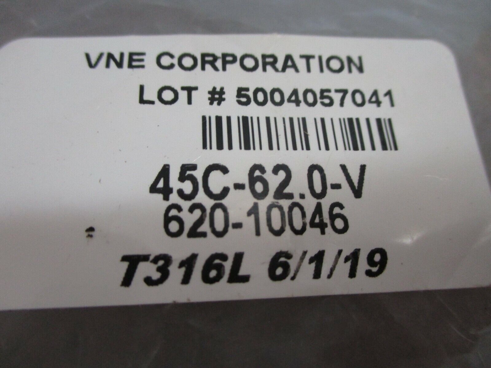 VNE Stainless Steel Spring Check Valve 45C-62.0-V / VNE T316L 2" New Surplus