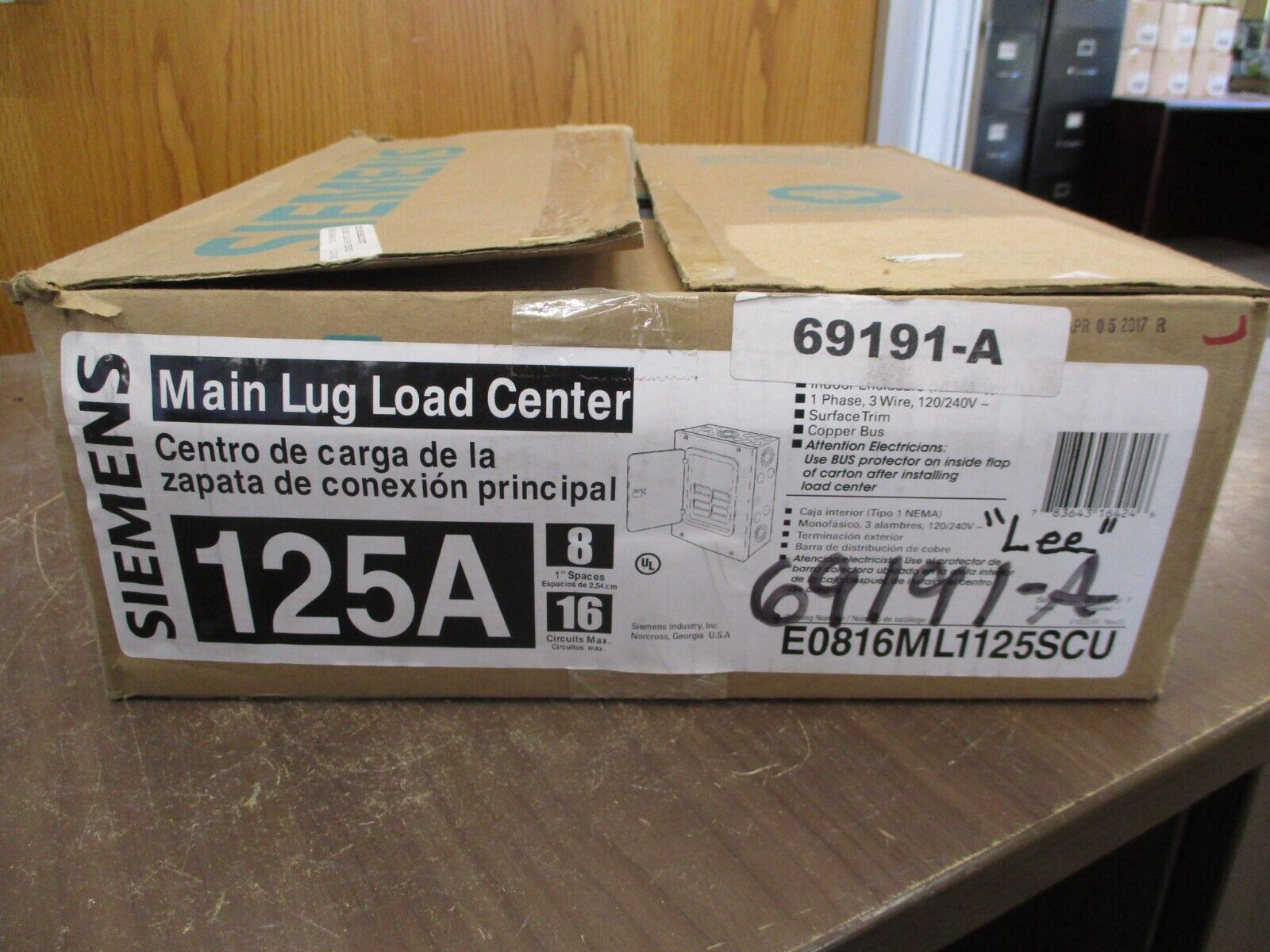 Siemens Main Lug Load Center E0816MLL25SCU 125A 120/240V 8-Space New Surplus
