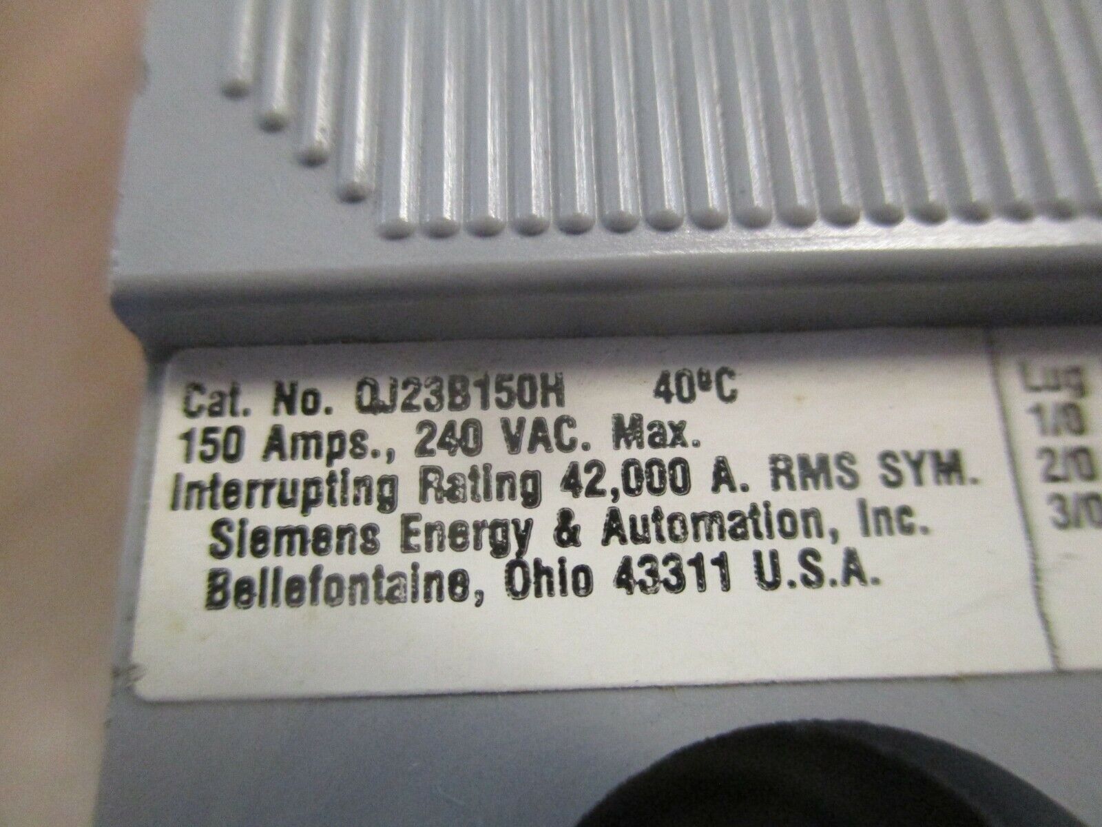 Siemens Circuit Breaker QJ23B150H 150A 240V 42kA Interrupting Used