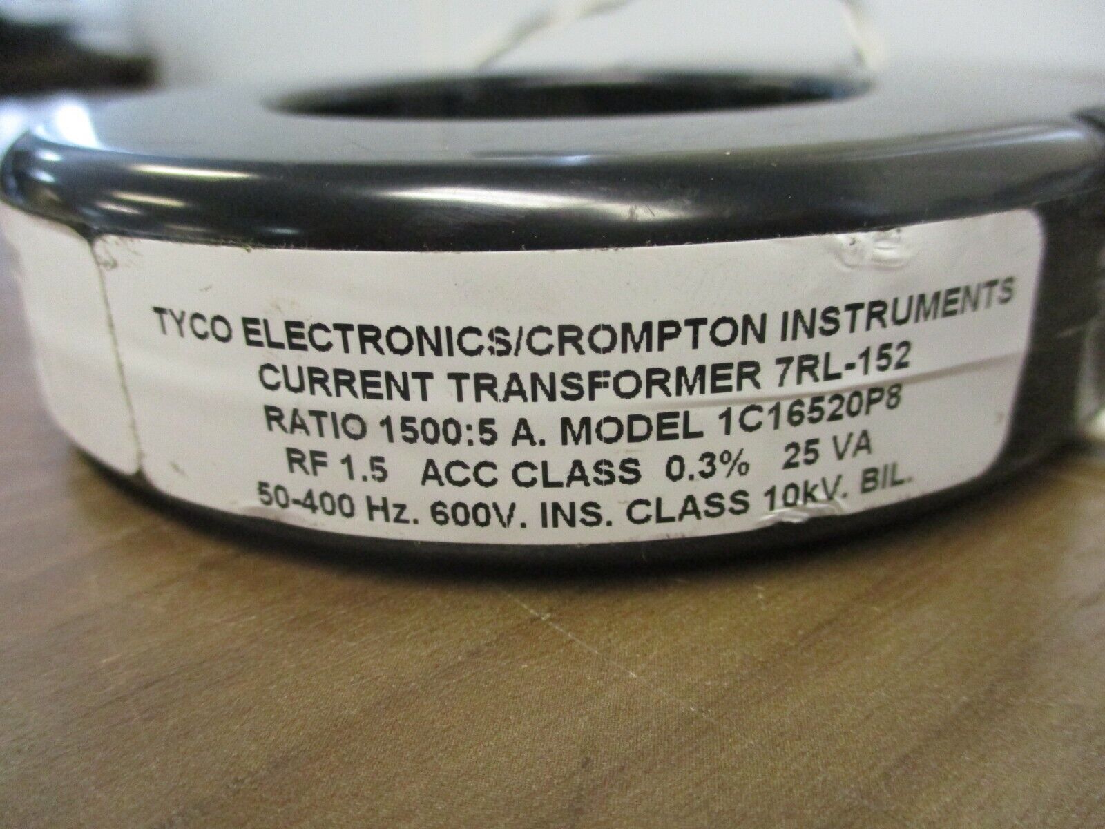 Tyco/Crompton Model 1C16520P8 Current Transformer 7RL-152 Ratio 1500:5A 25VA
