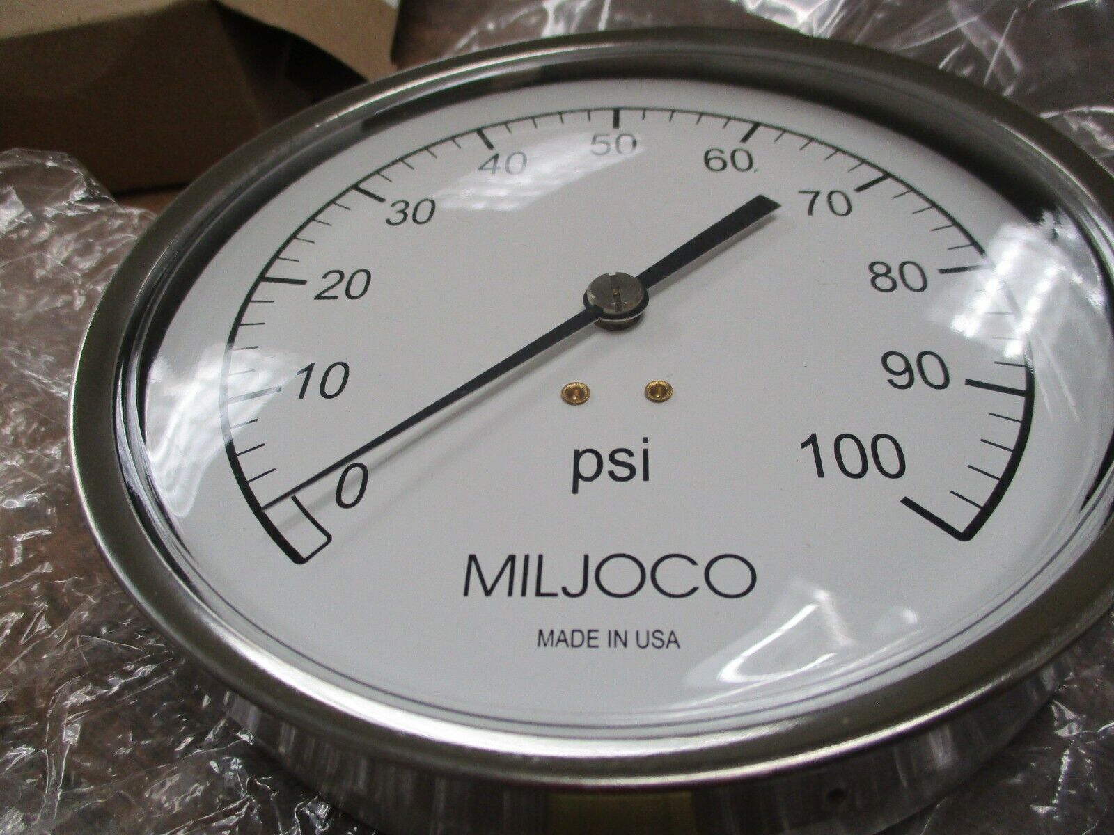 MILJOCO Contractor's Pressure Gauge P4598L-05 4-1/2" 0-100PSI 1/4" NPT LM