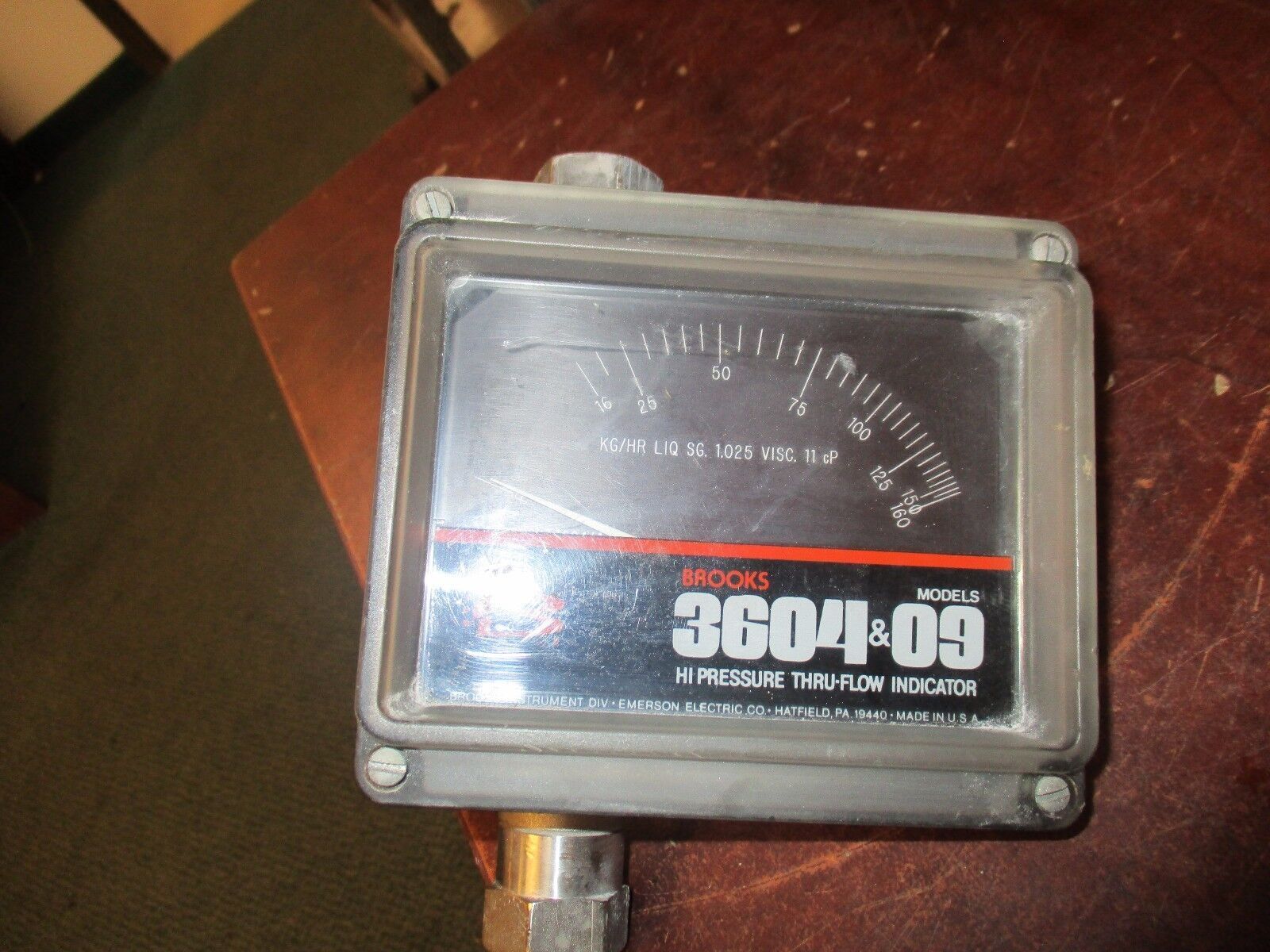 Brooks Hi Pressure Thru-Flow Indicator 3604&09 Range: 16-160 Kg/Hr Used