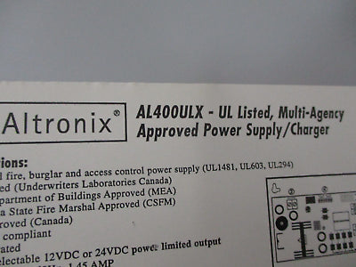 Altronix Power Supply / Charger AL400ULX 12/24VDC Used