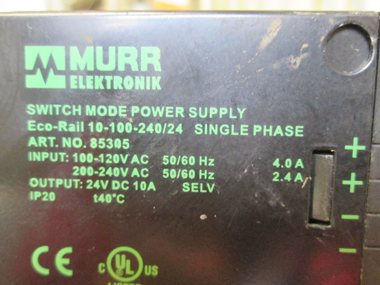 Murr Eco-rail Switch Mode Power Supply 10-100-240/24 Art. No. 85305 Used