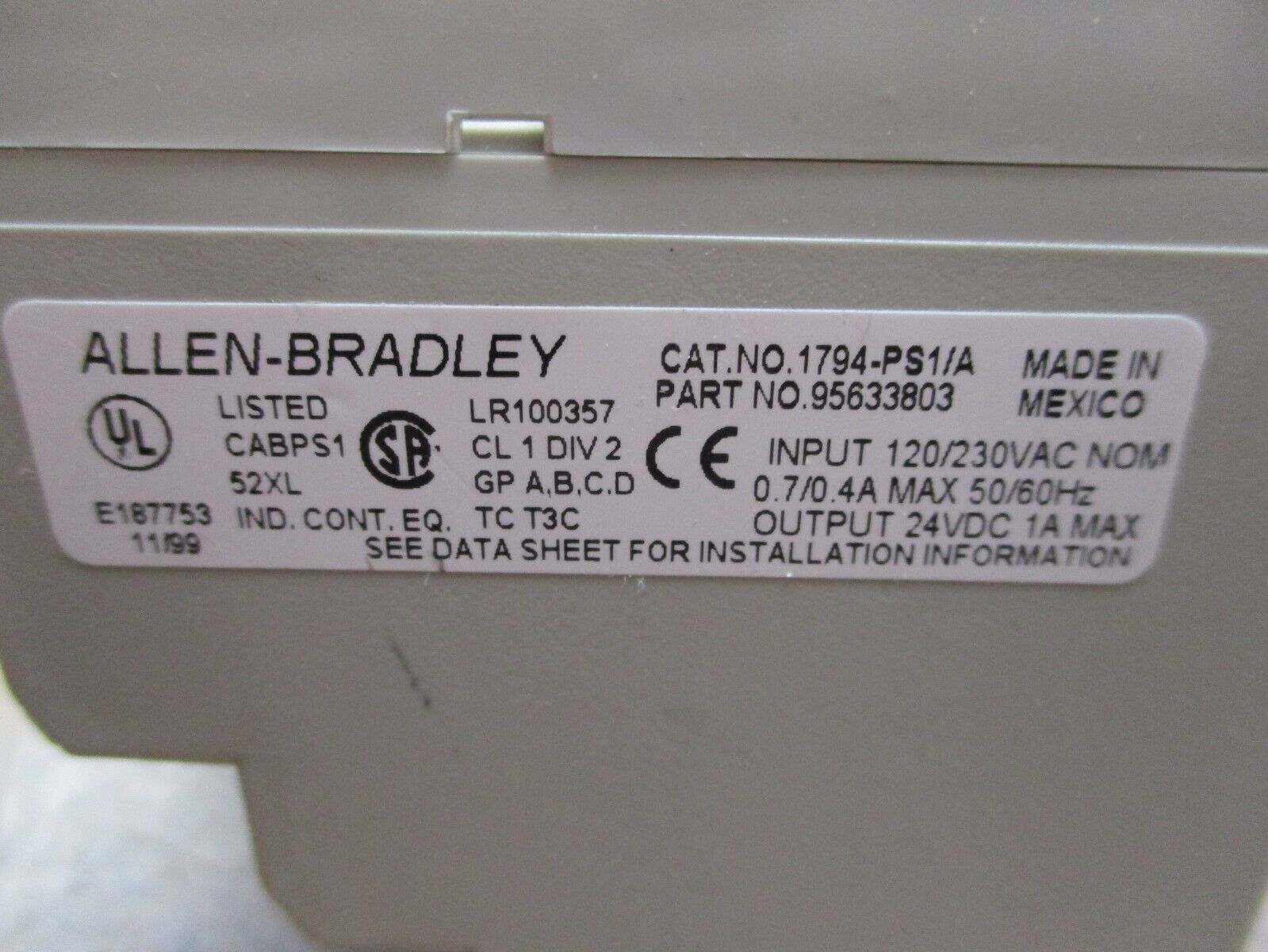 Allen-Bradley Flex I/O 24VDC Power Supply 1794-PSI/A Used