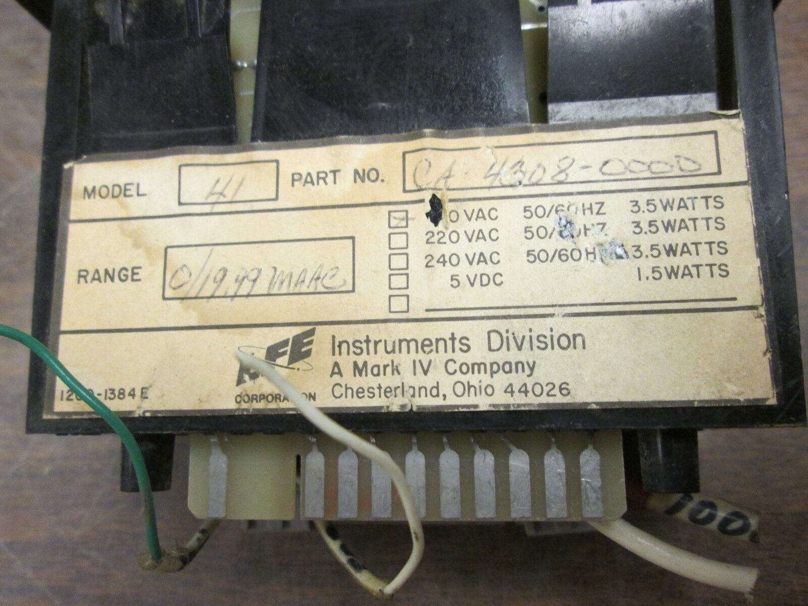 Namco Model 41 Digital Panel Meter LFE: CA-4308-0000 120V 50/60Hz Used