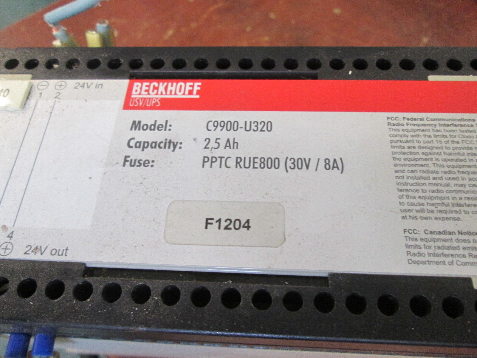 Beckhoff USV/UPS C9900-U320 24V 2.5Ah Used
