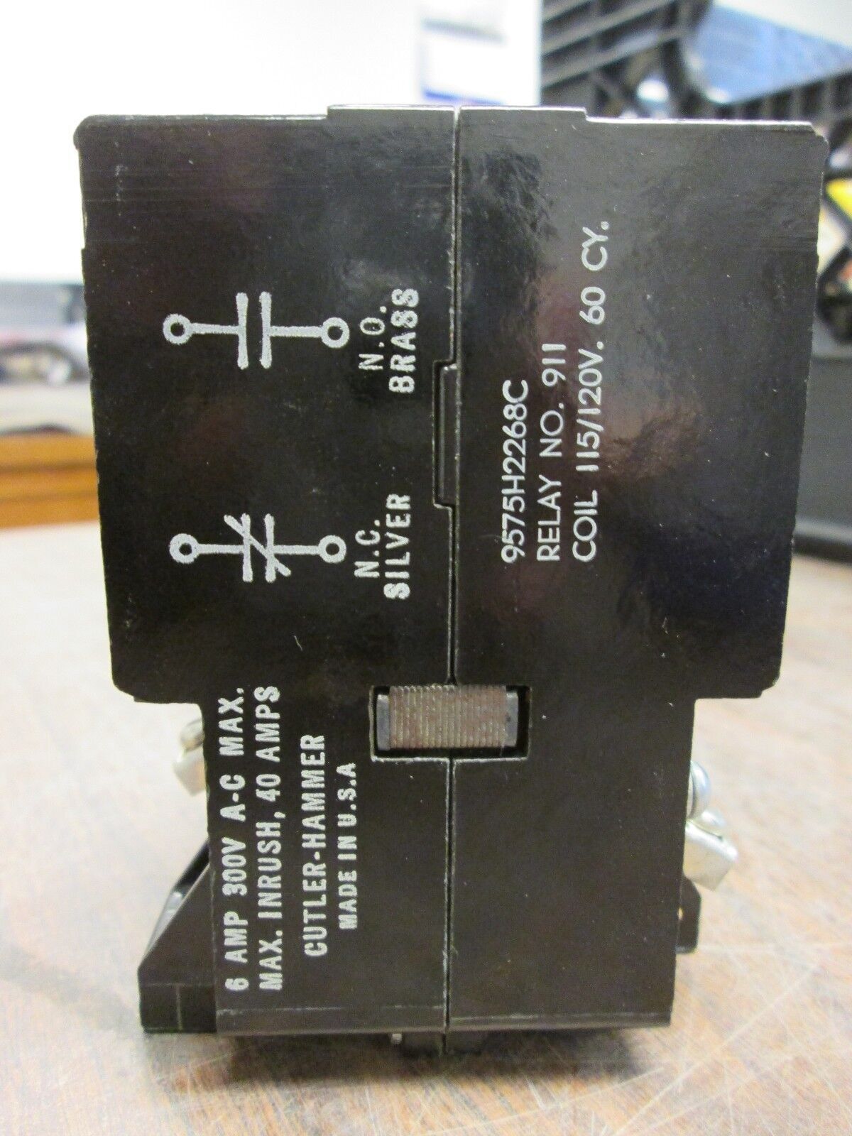 Cutler-Hammer Relay No. 911 9575H2268C 115/120V Coil 6A 300V Used