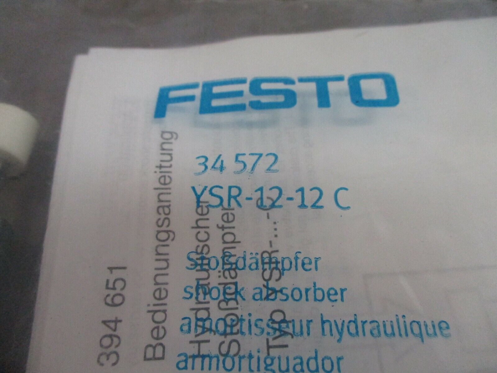 Festo Hydraulic Shock Absorber YSR-12-12 C New Surplus