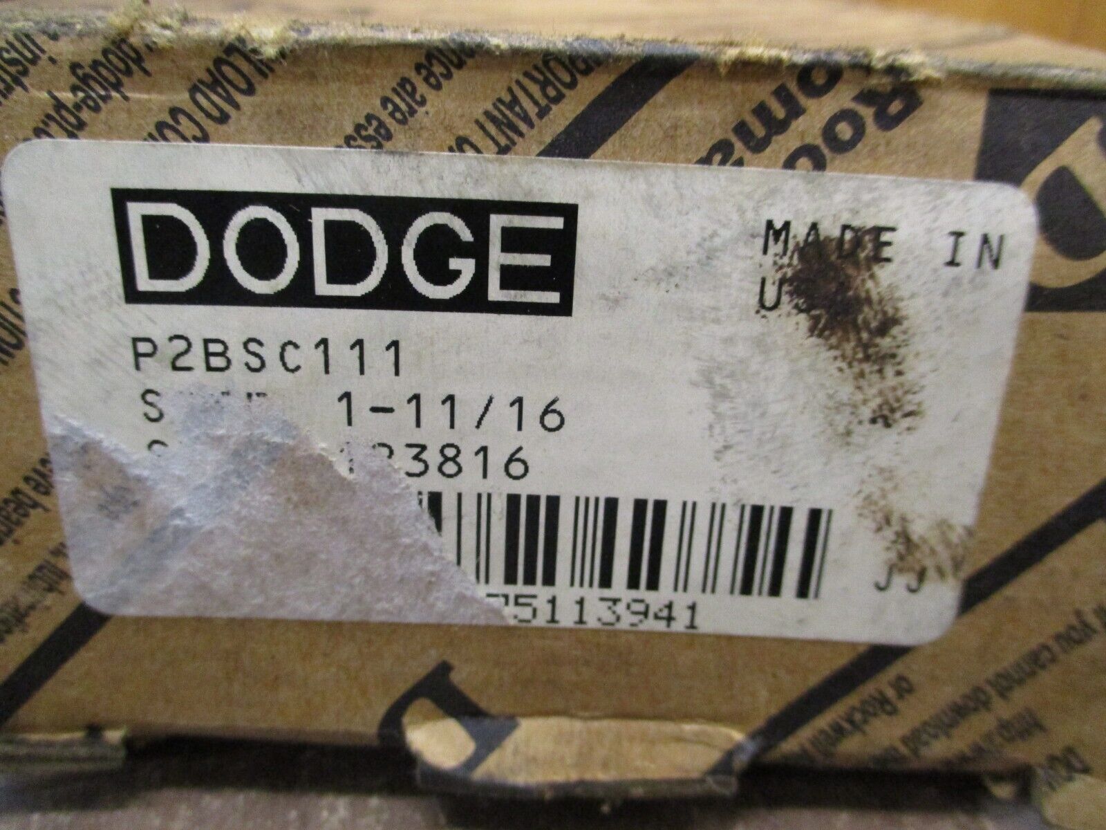 Dodge Pillow Block Bearing P2BSC111 1-11/16" New Surplus