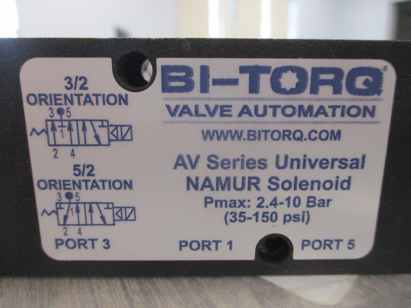 Bi-Torq AV Series Universal NAMUR Solenoid Valve AV0SOL-4-24VDC-1.8 New Surplus