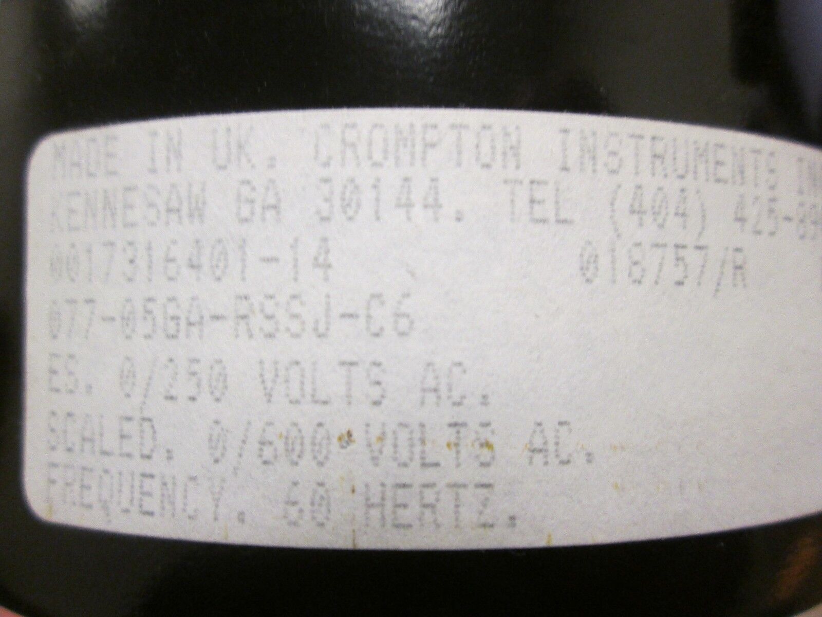 Crompton AC Voltmeter 077-05GA-RSSJ-C6 0/250VAC Range:0-600V Used