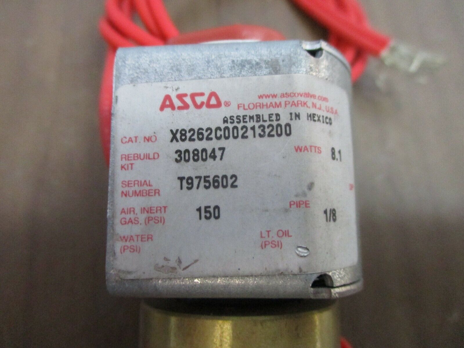 Asco Solenoid Valve X8262C00213200 150PSI 8.1W *No Box* New Surplus