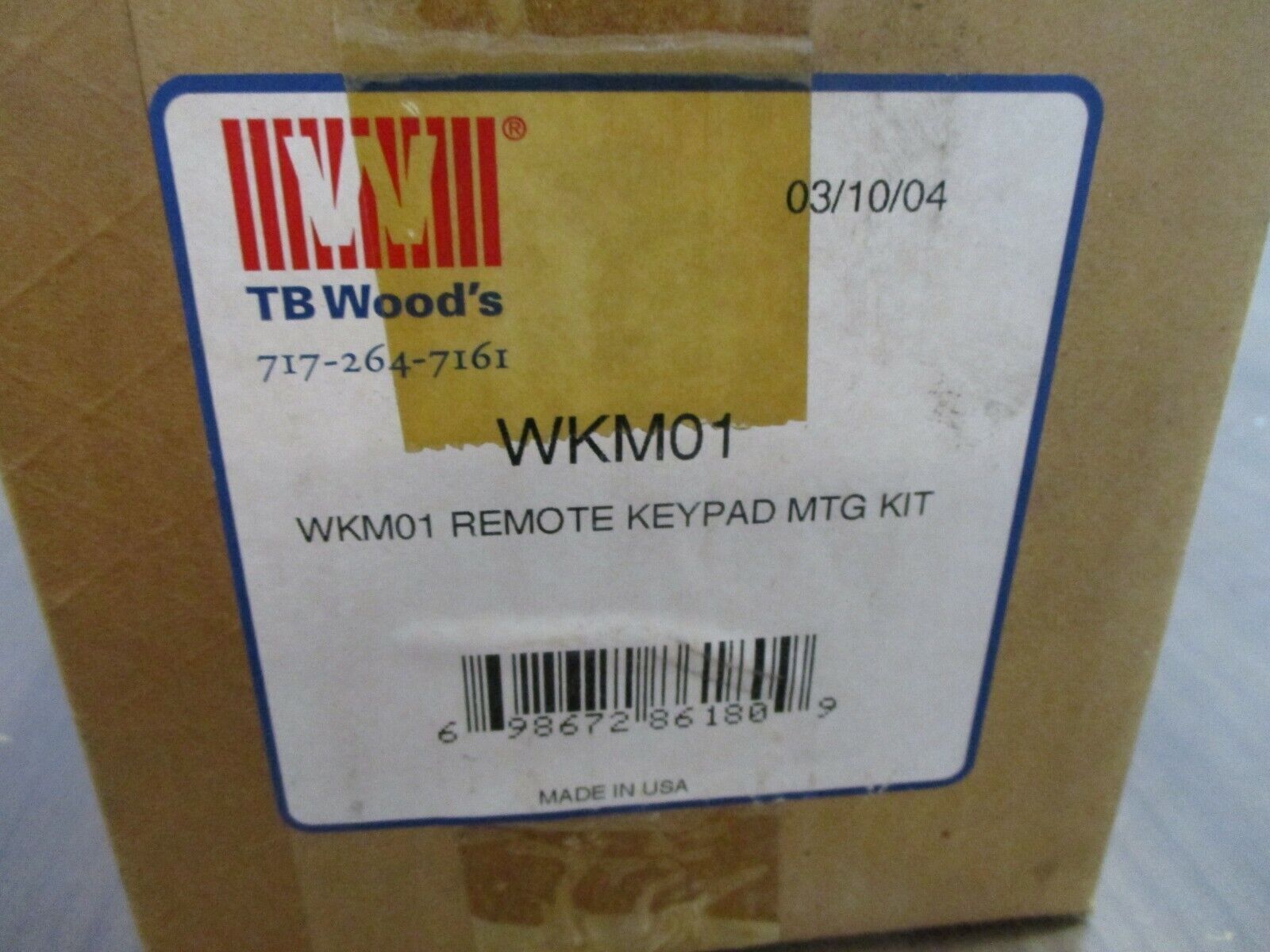 TB Woods Remote Keypad Mounting Kit WKM01 New Surplus