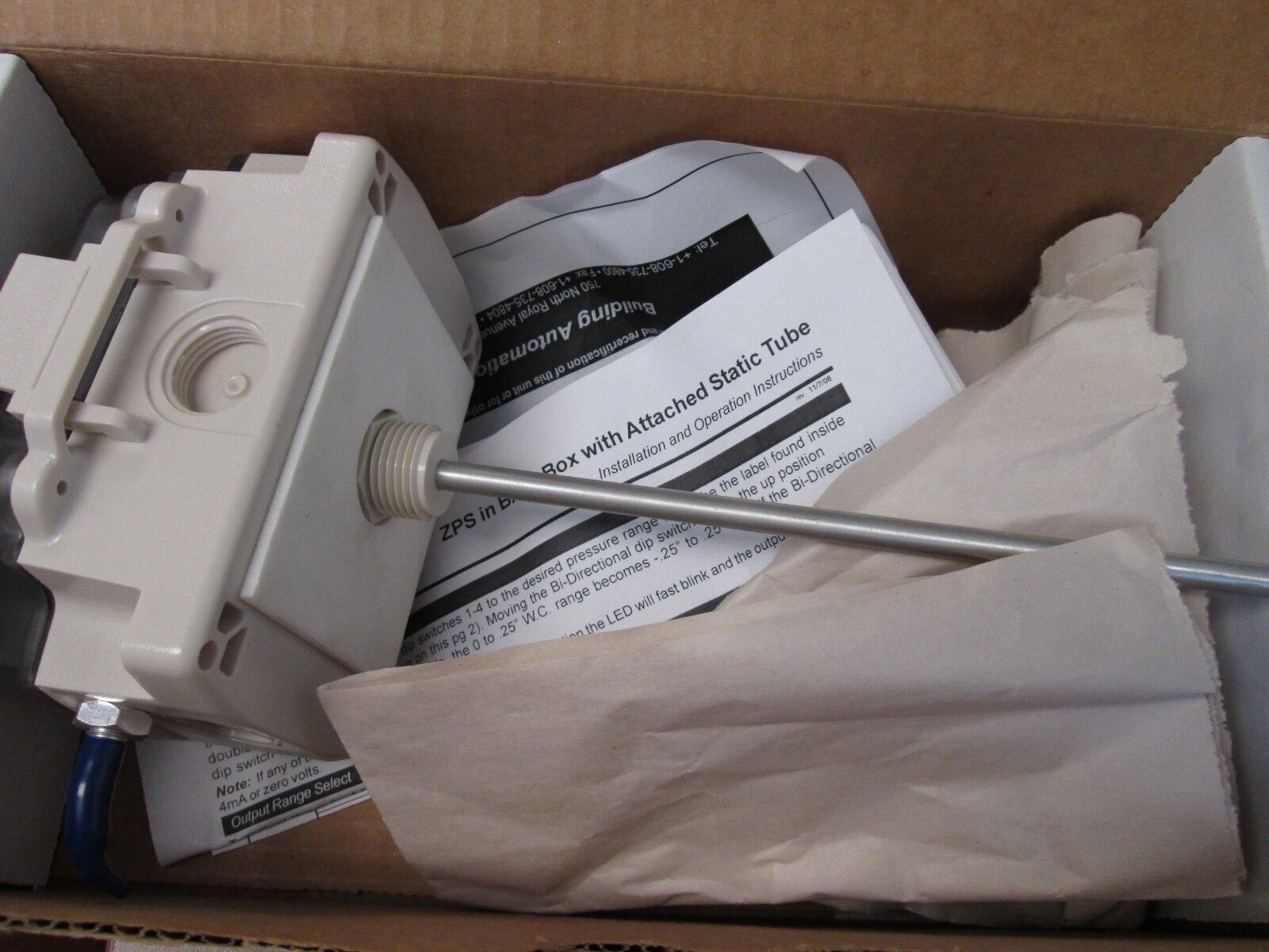 BAPI Differential Pressure Transmitter ZPS-20-SR04-BB-AT-D Supply 7 to 45VDC New