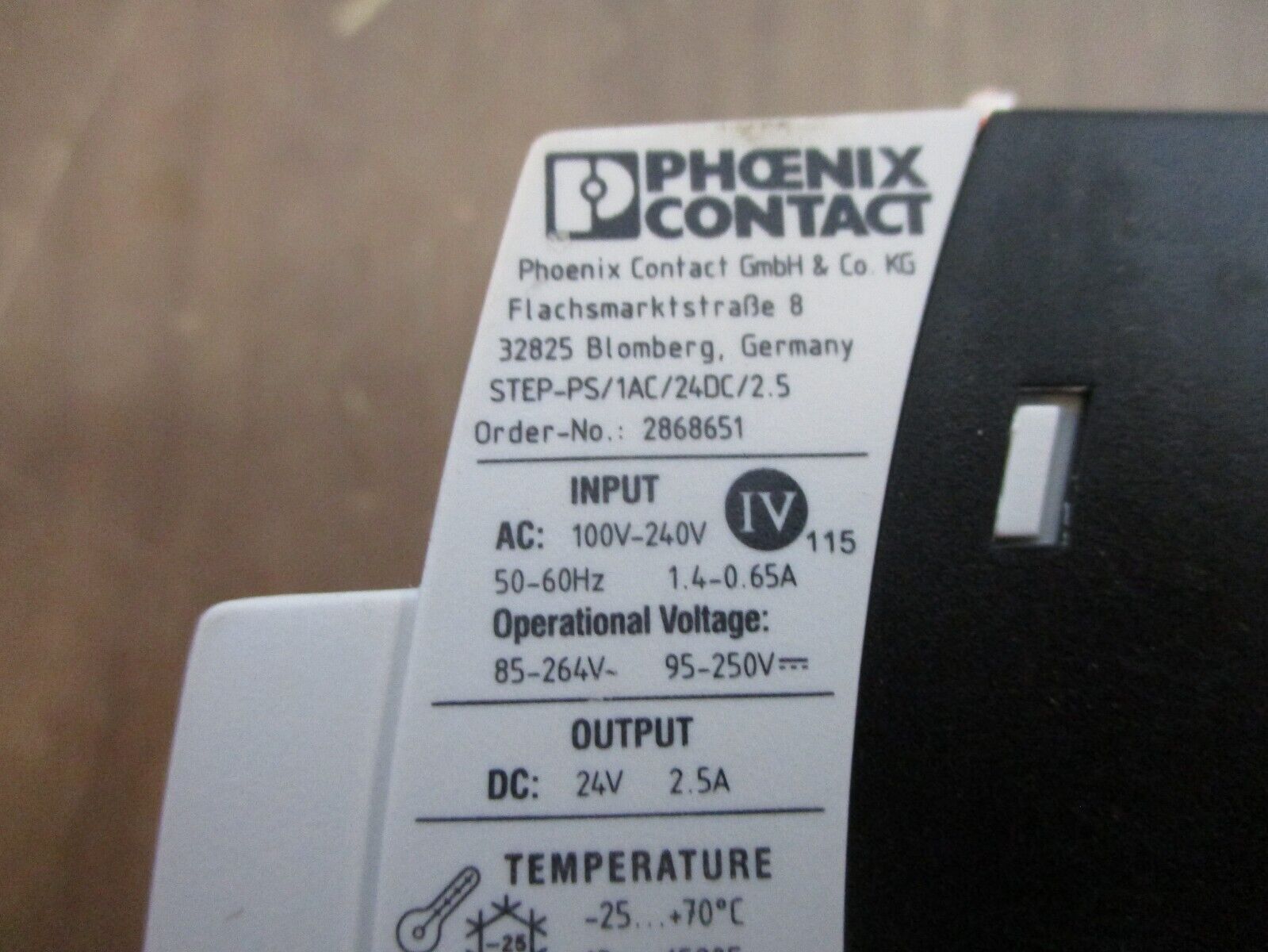 Phoenix Contact Power Supply STEP-PS/1AC/24DC/2.5 Output: 24V 2.5A Used