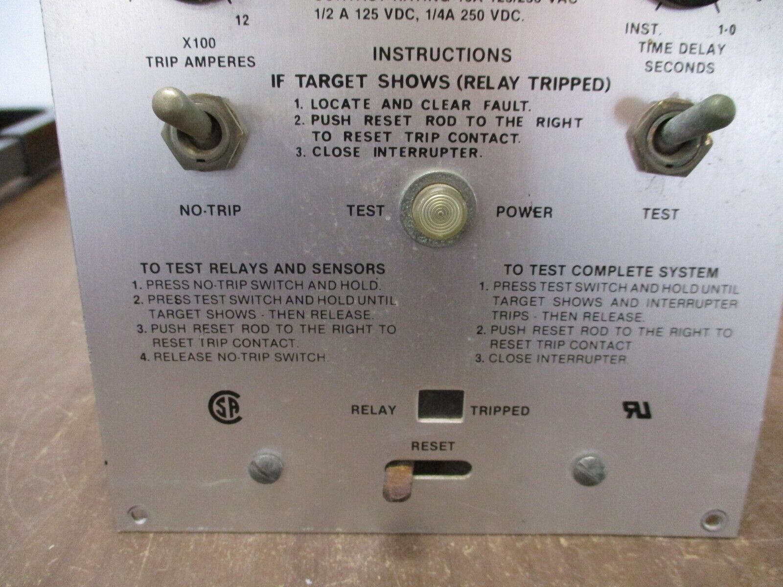 FPE Ground Relay GLR-T Trip: 100-1200A Time Delay: 0-1 Sec Used