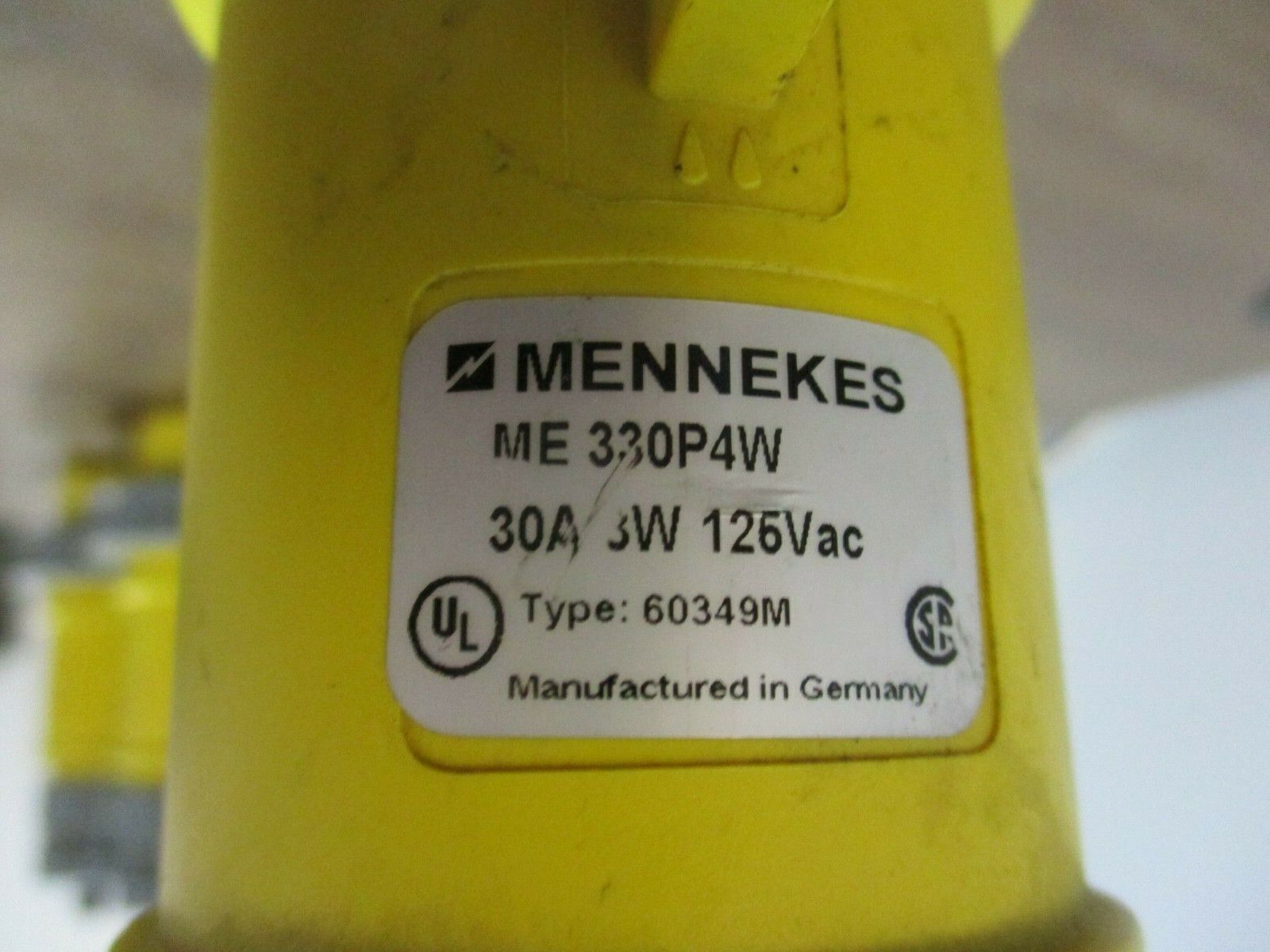 Mennekes Plug ME 330P4W 30A 125V 3W Used