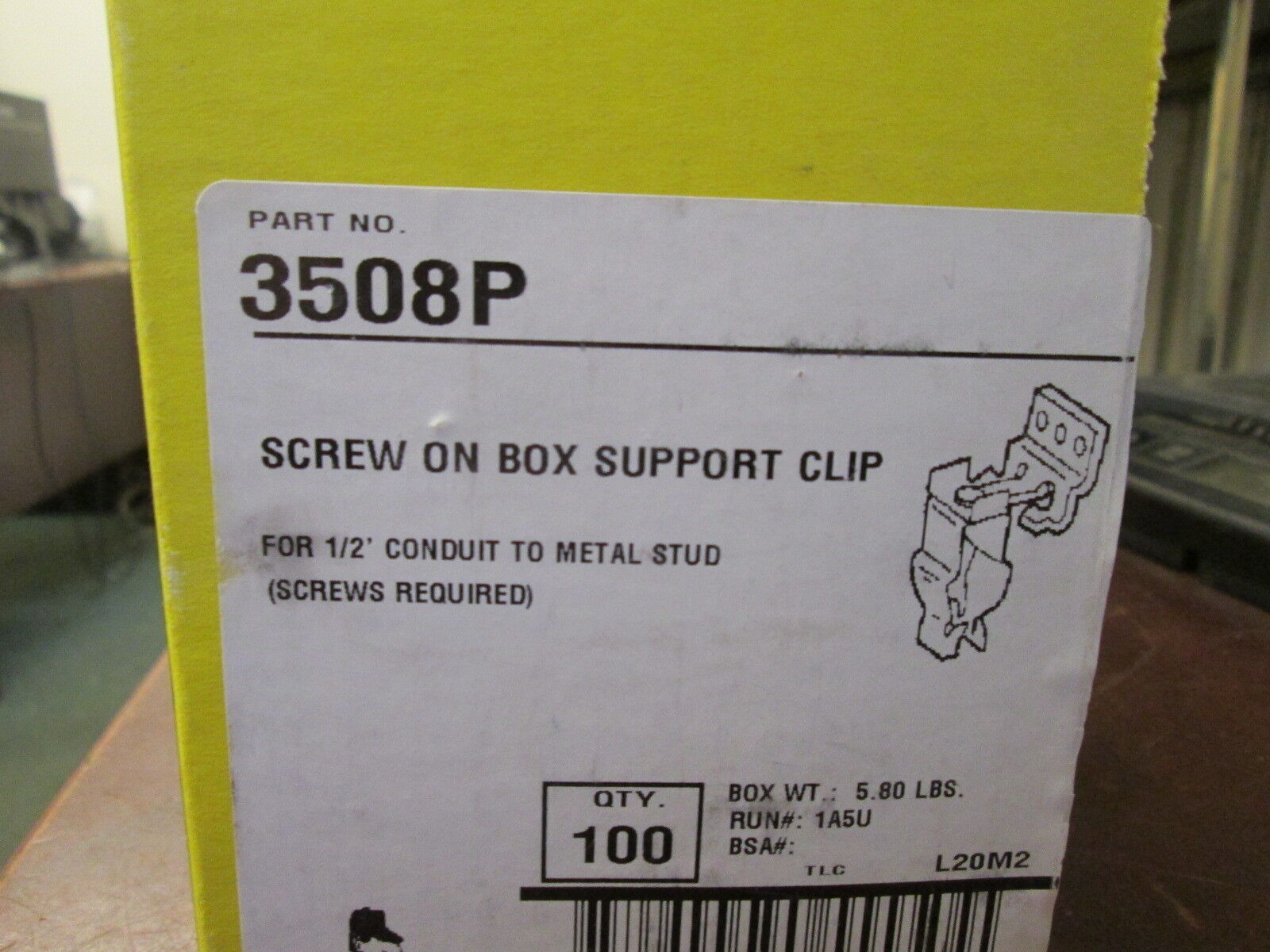 Caddy Screw on Box Support Clip 3508P For 1/2" Conduit to Metal Stud "Approx.90"