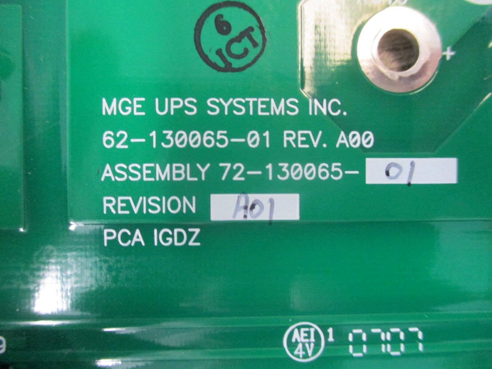 MGE Control Board Assembly 72-130065-01 Rev. A01 Used