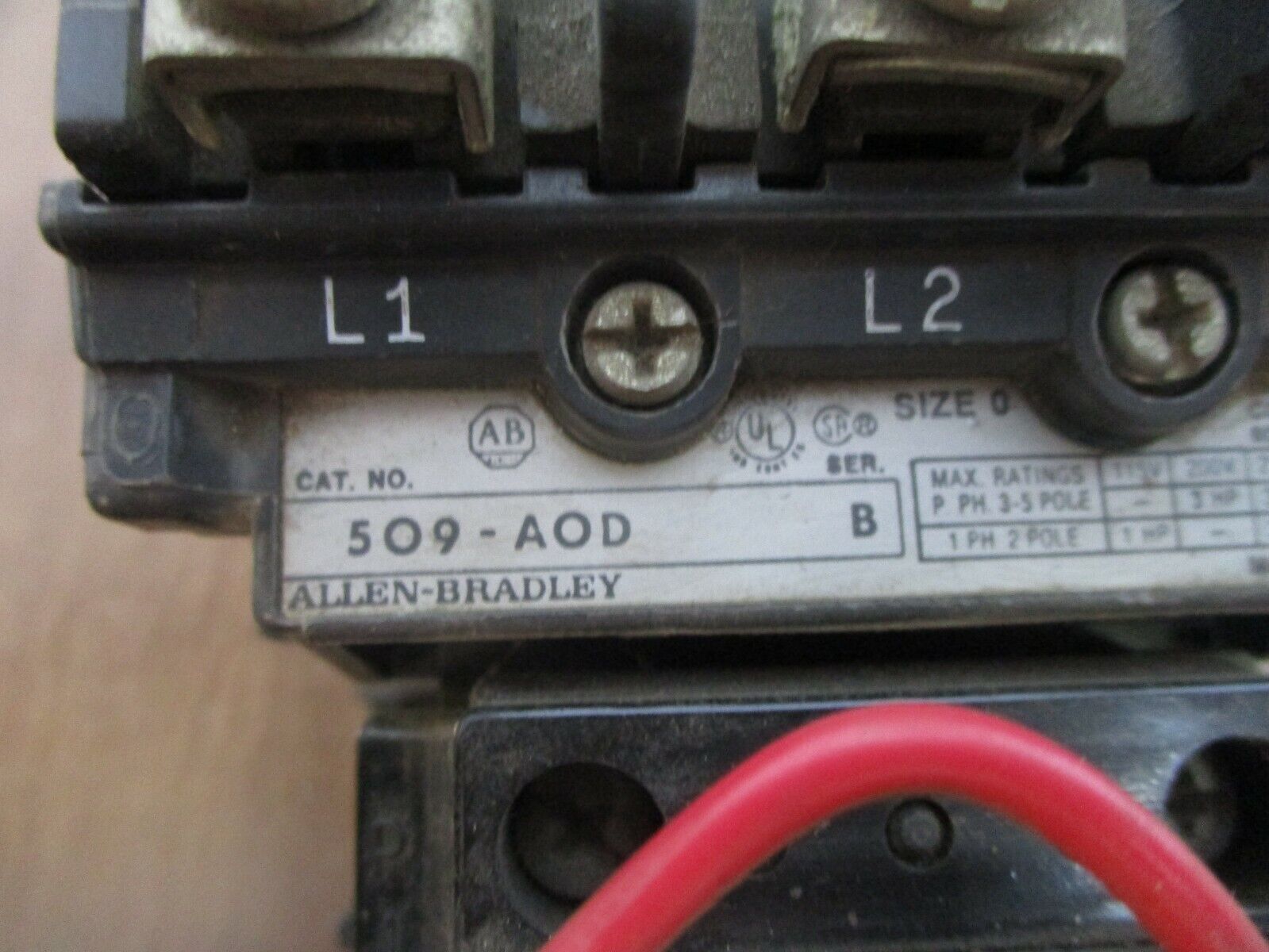 Allen-Bradley Starter 509-AOD 115-120V Coil Size 0 600V Used