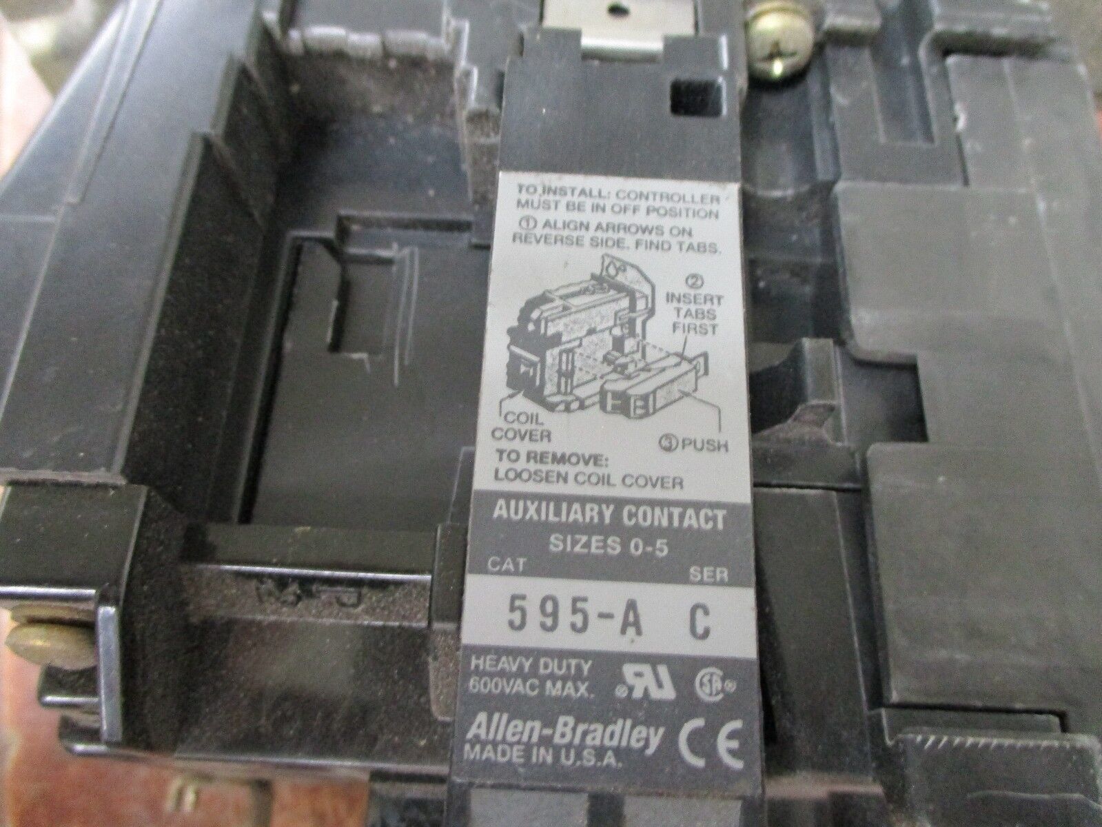 Allen-Bradley Size 1 Contactor 509-B0D 27A 600V 120V Coil Used