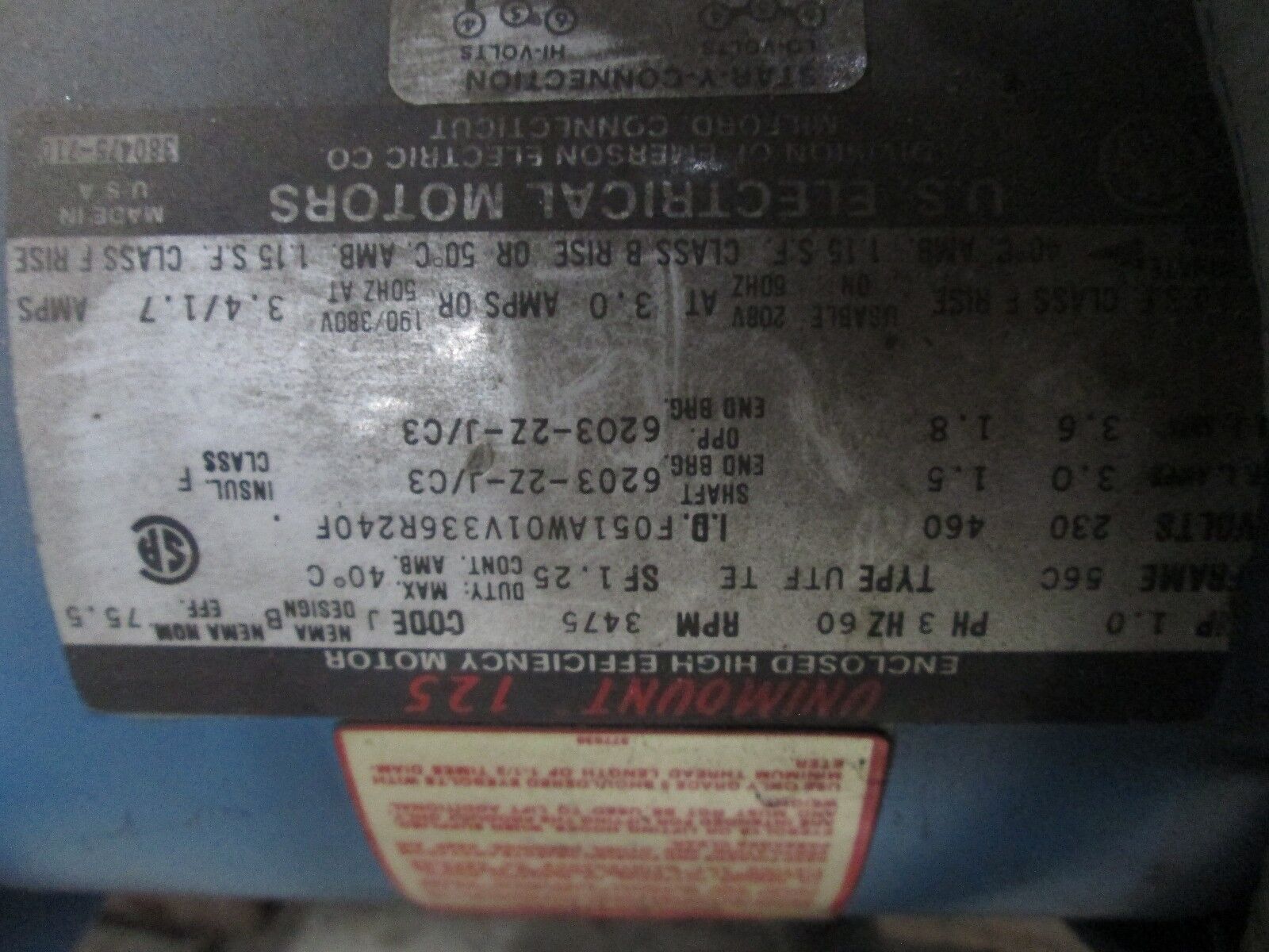 Emerson DC Motor w/ Blower & Brake 3680B152000 20HP 500VDC 300/150 UPC Field