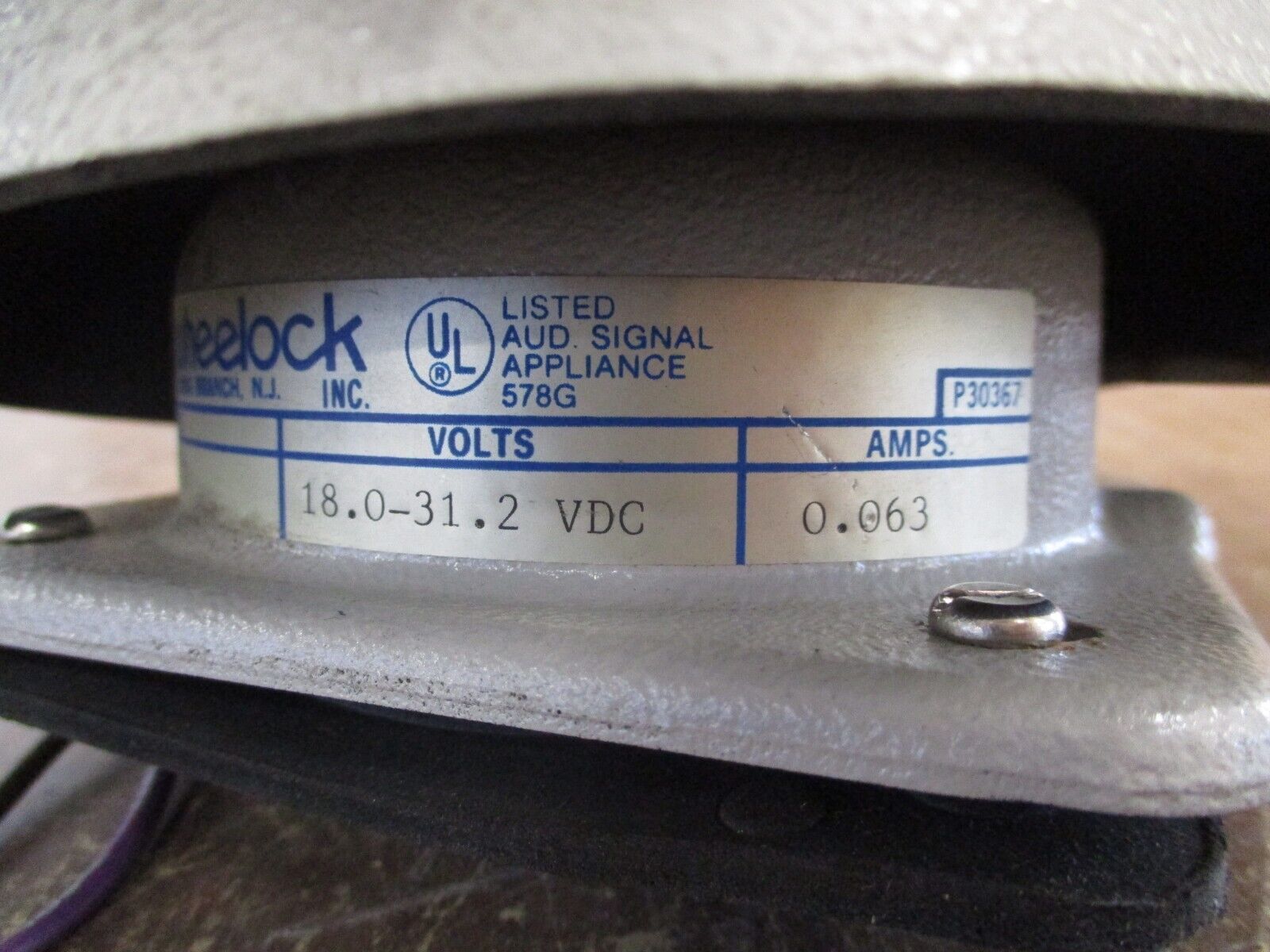 Wheelock Bell 45T 18-31.2 VDC 0.063A Used
