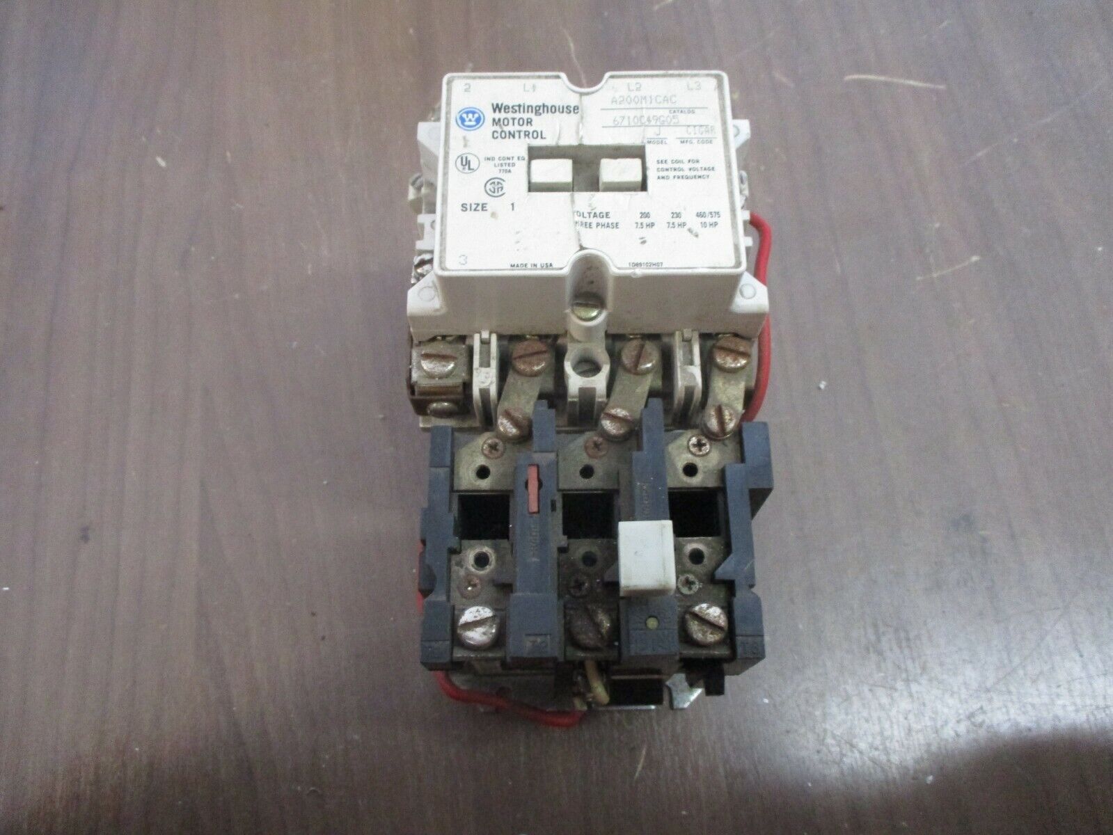 Westinghouse Size 1 Contactor A200M1CAC 120V Coil *Missing Terminal Screws* Used