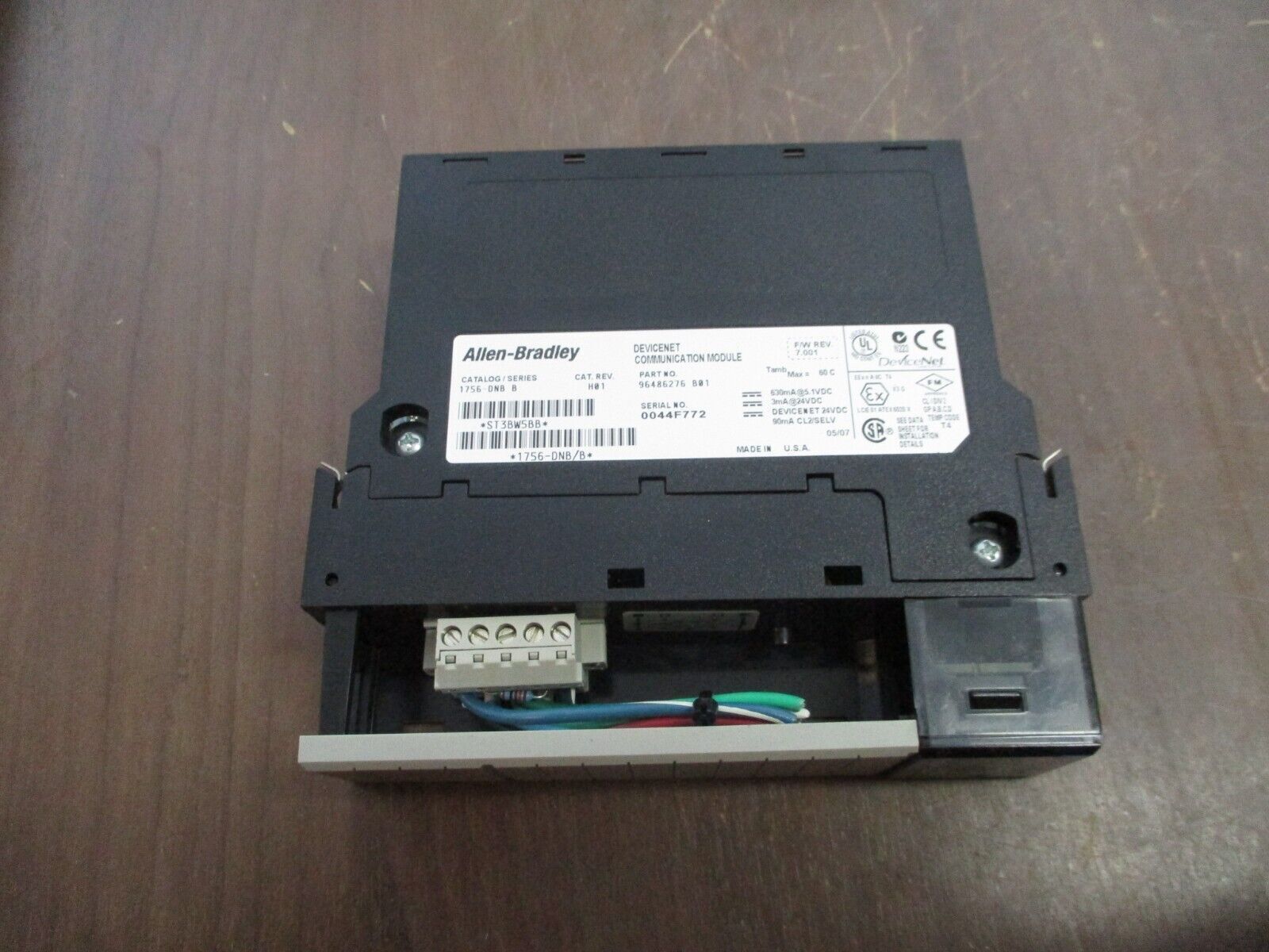 Allen-Bradley DeviceNet Comm. Module 1756-DNB Ser. B Rev: H01 F/W Rev. 7.001