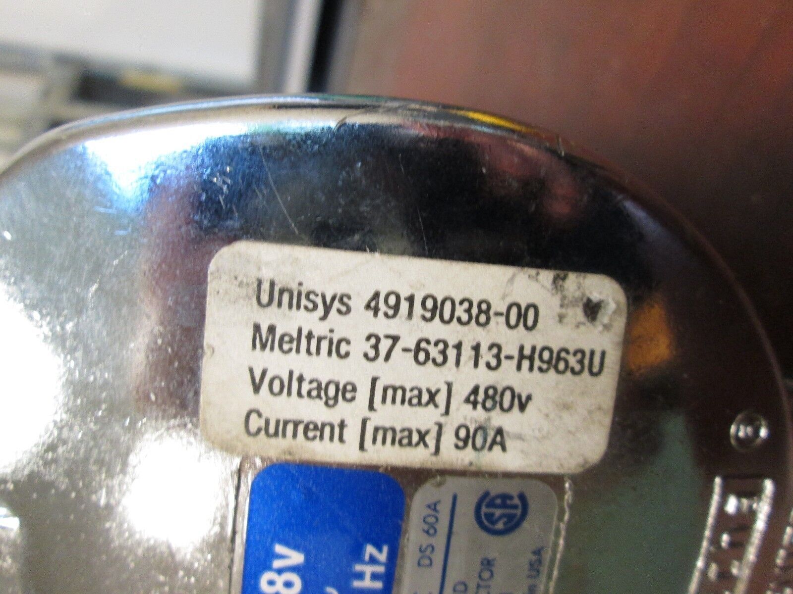 Meltric Connector 37-63113-H963U 90A 480V 4W Used
