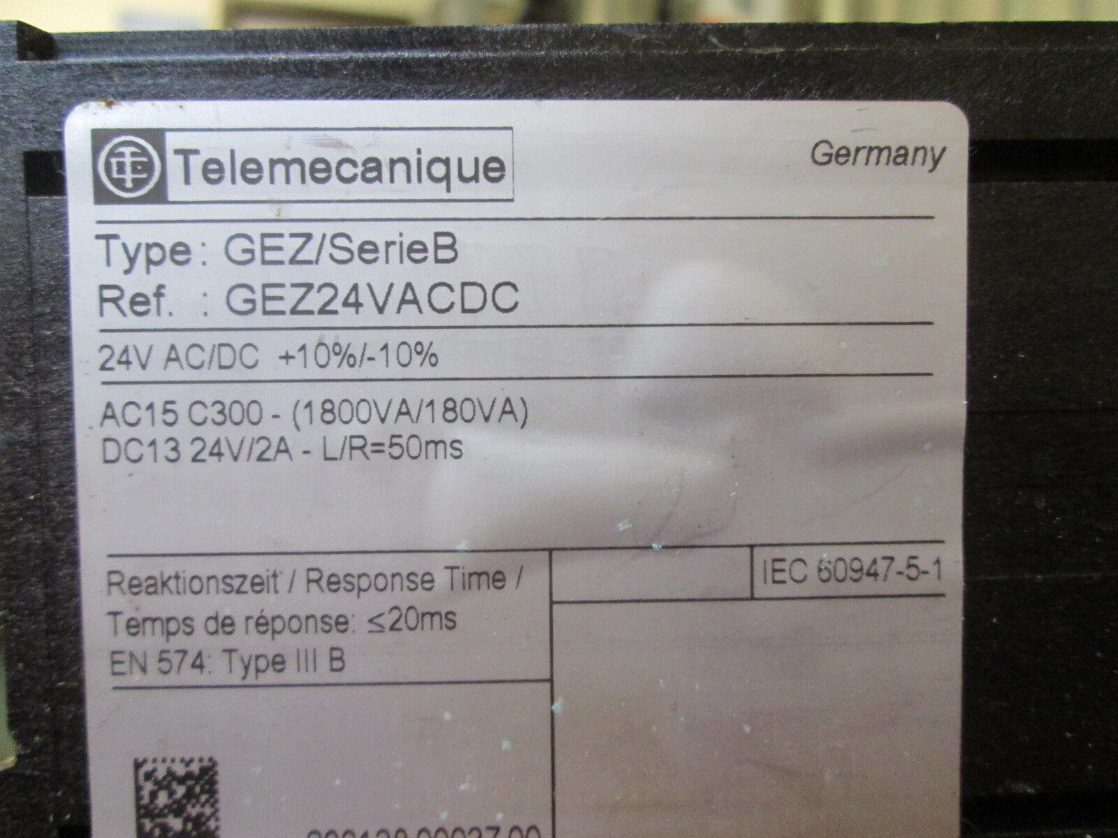 Telemechanique Type GEZ Preventa Relay GEZ24VACDC 24V Response Time: 20ms Used