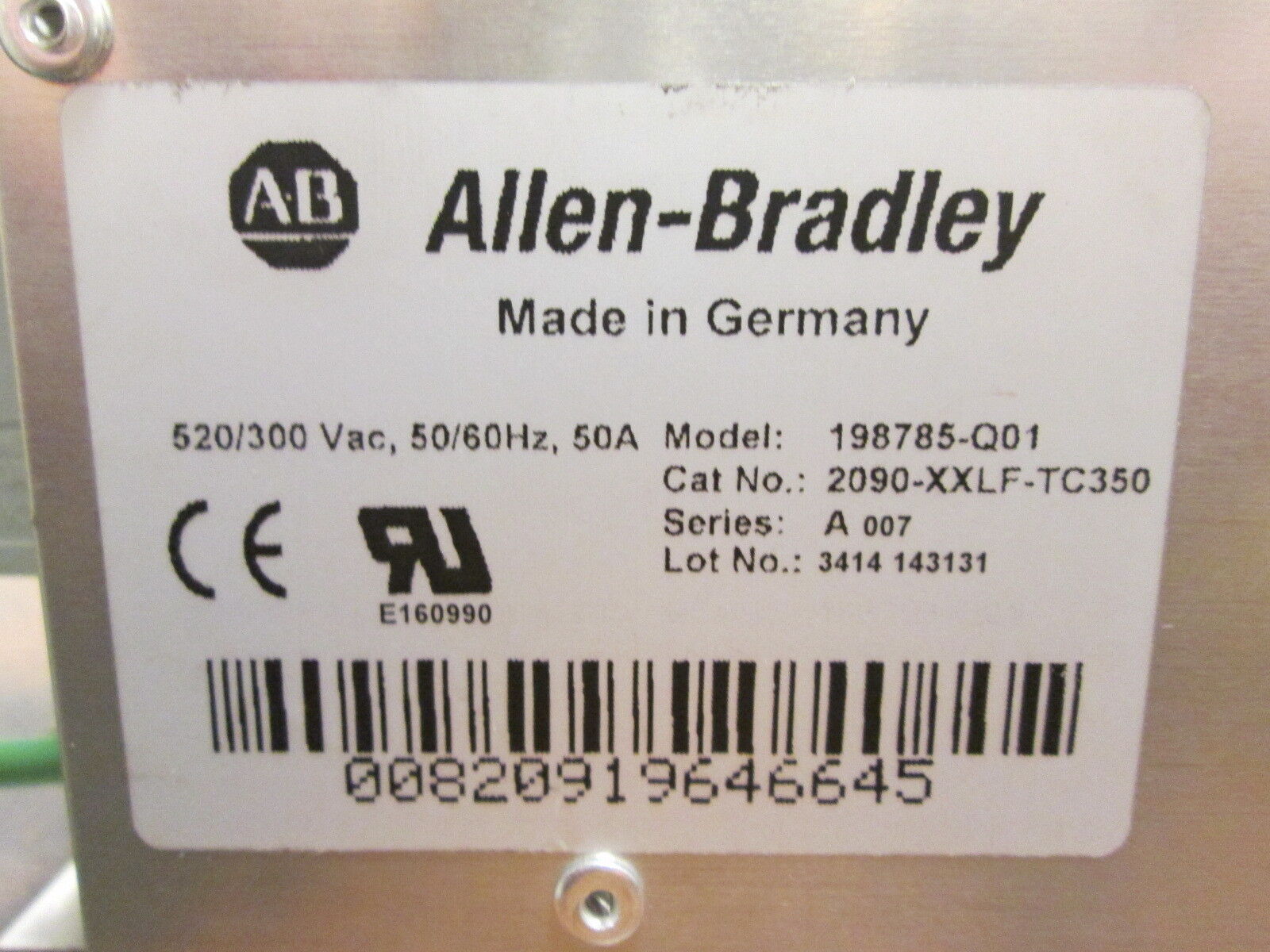 Allen-Bradley RFI/AC Line Filters 2090-XXLF-TC350 50A 520V 3Ph Used