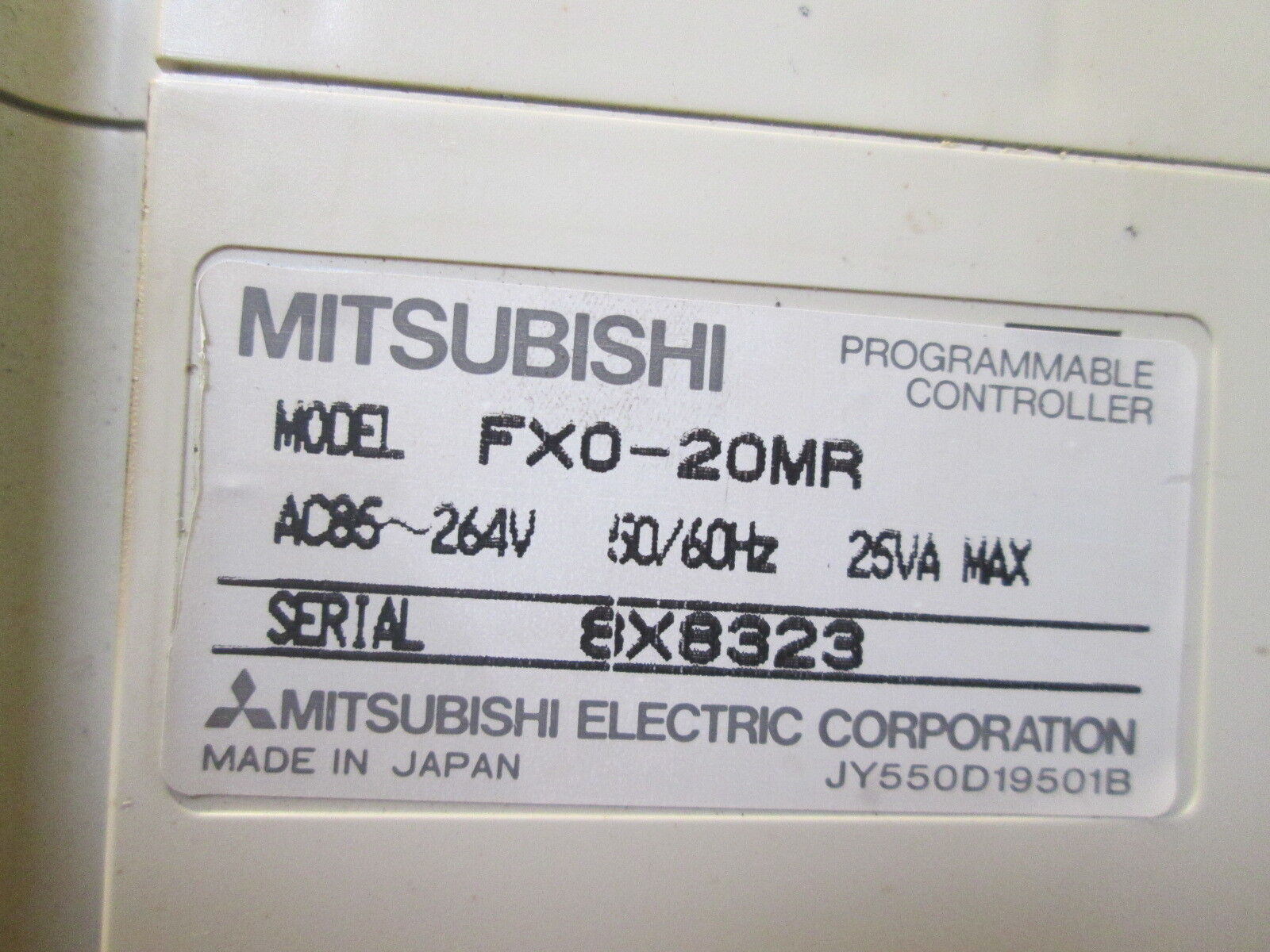 Mitsubishi Programmable Controller FXO-20MR 85-264V 50/60Hz 25VA Used