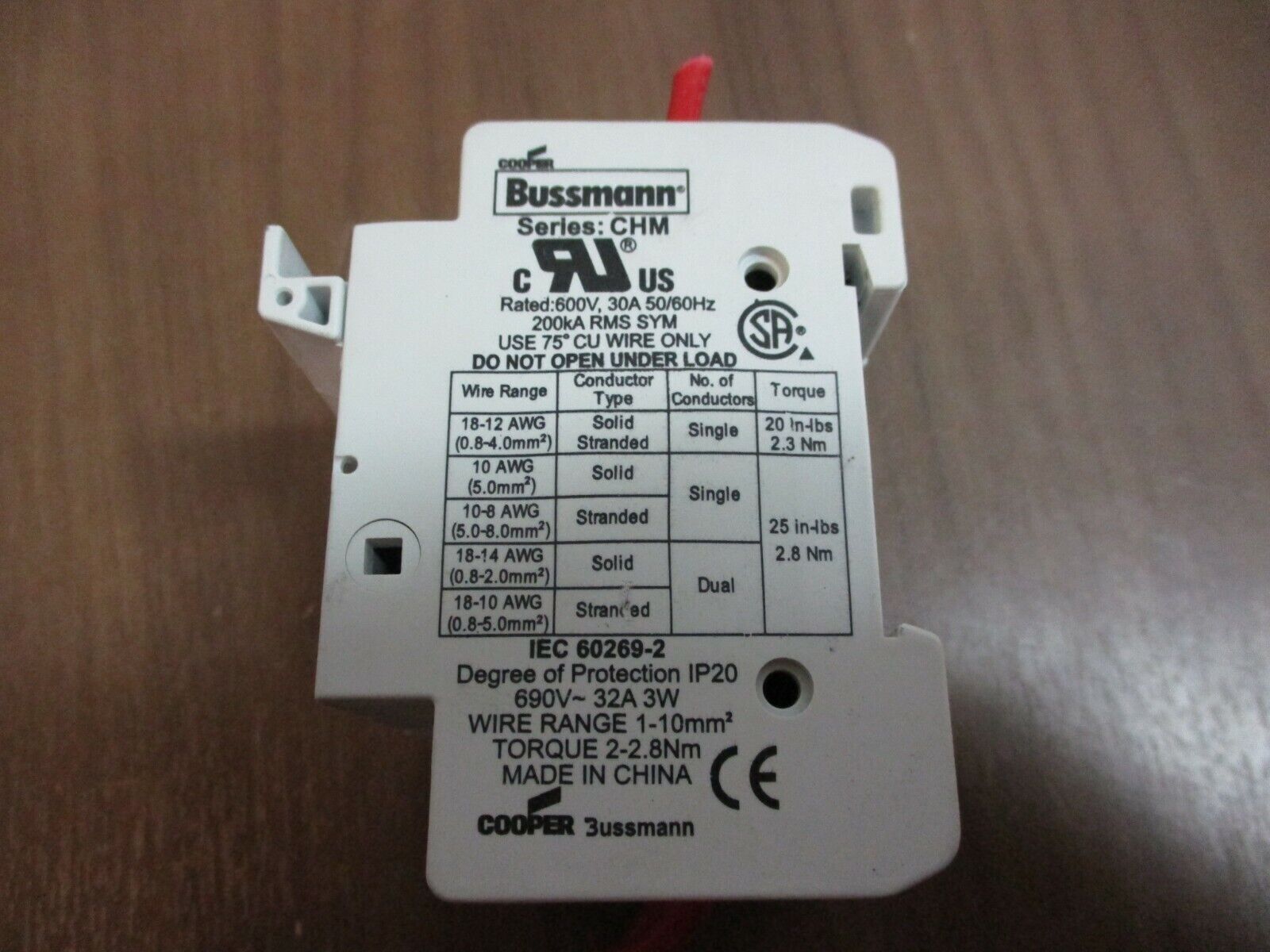 Bussmann Fuseholder CHM3 32A 690V 3P Used