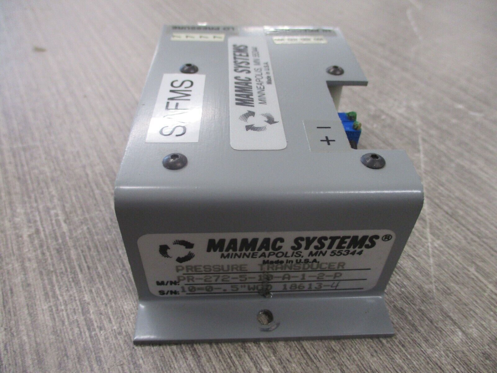Mamac Systems Pressure Transducer PR-272-5-10-A-1-2-P Used