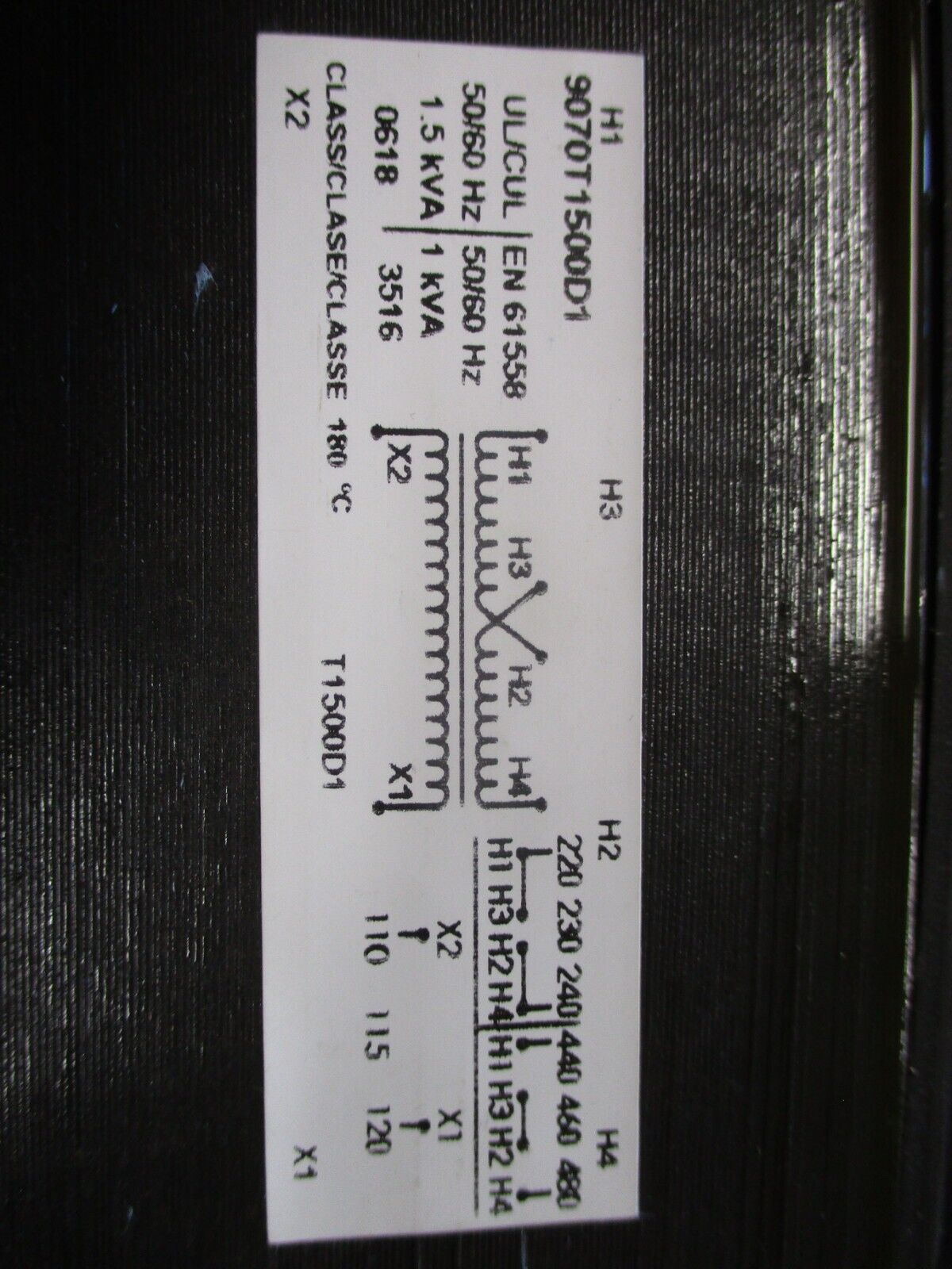 Square D Transformer 9070T1500D1 1.5KVA Pri:240/480V Sec:120 50/60Hz Used