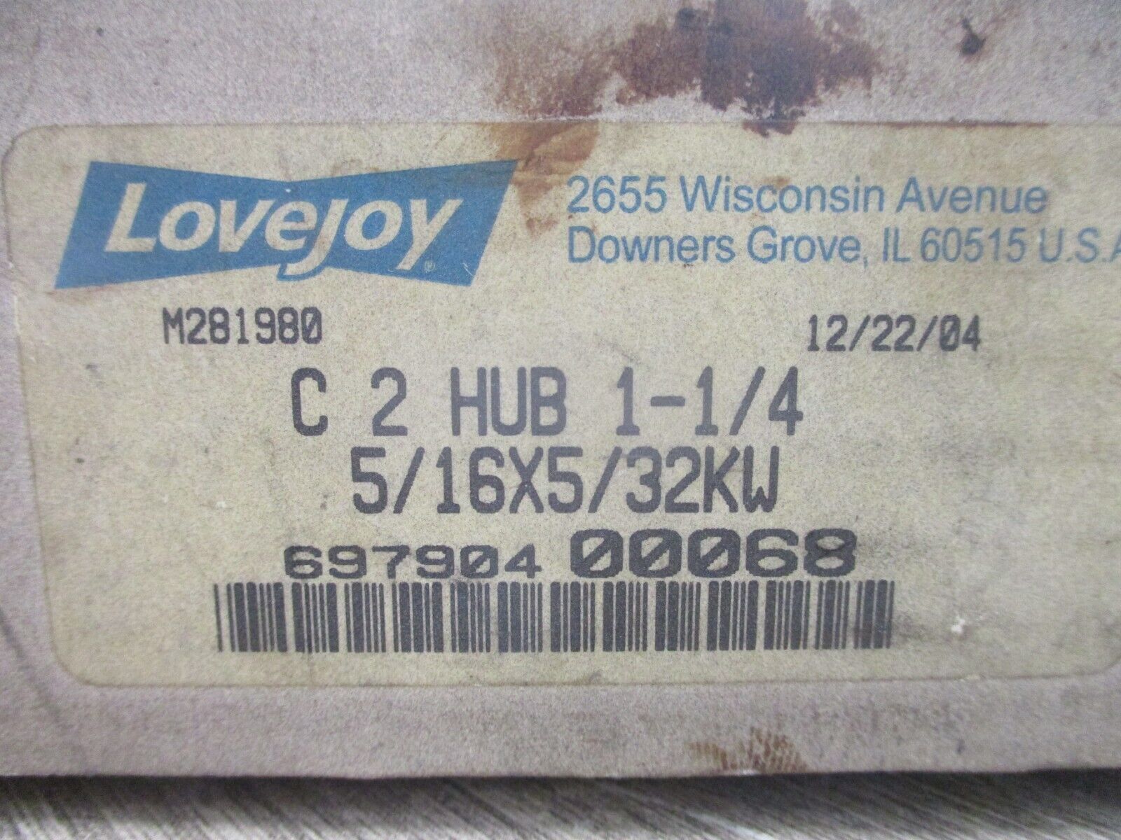 Lovejoy C2 Hub 697904-00068 1 1/4" 5/16X5/32KW New Surplus