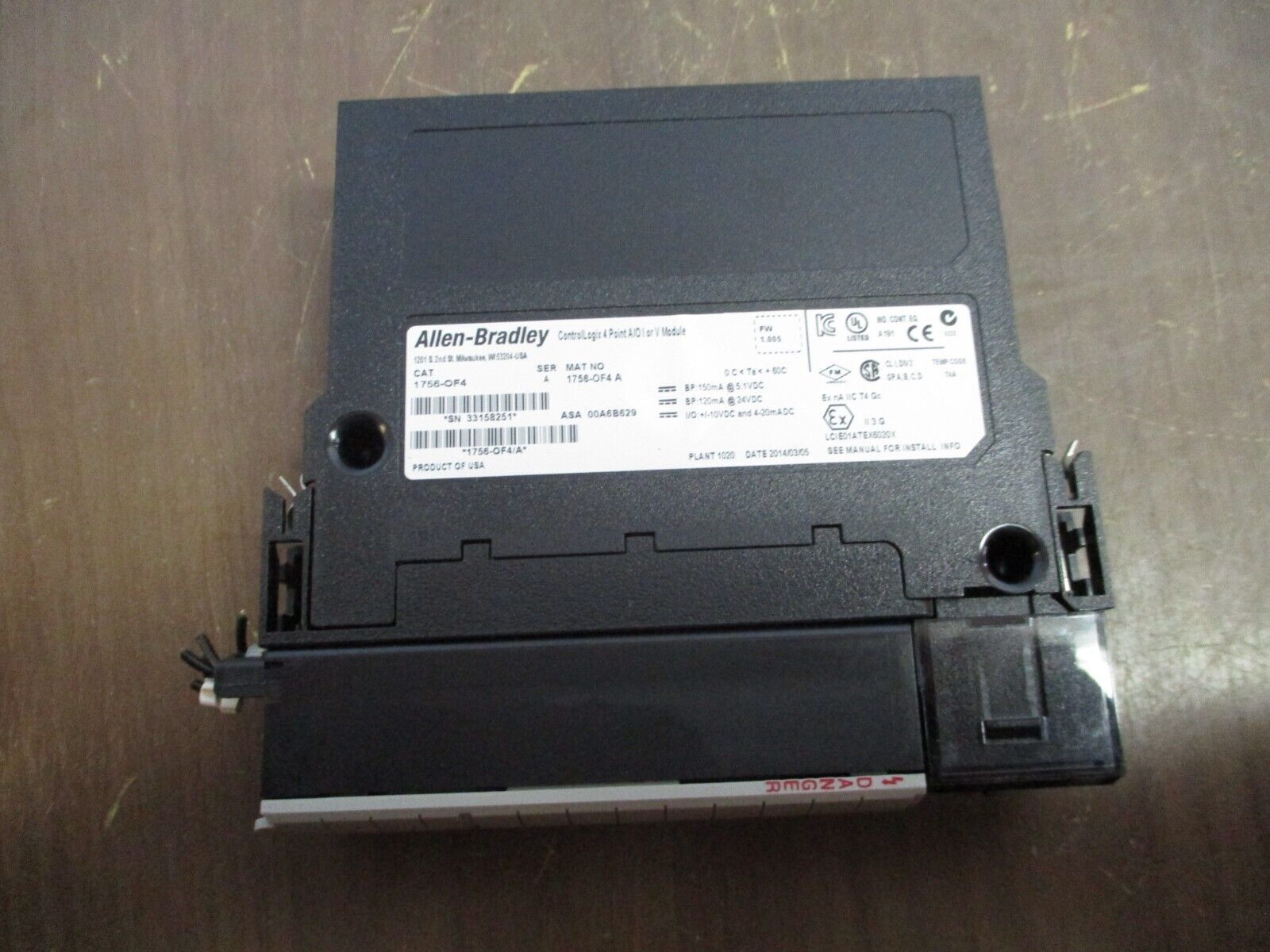 Allen-Bradley ControlLogix A/O I or V Module 1756-OF4 Ser. A F/W Rev. 1.005 4PT