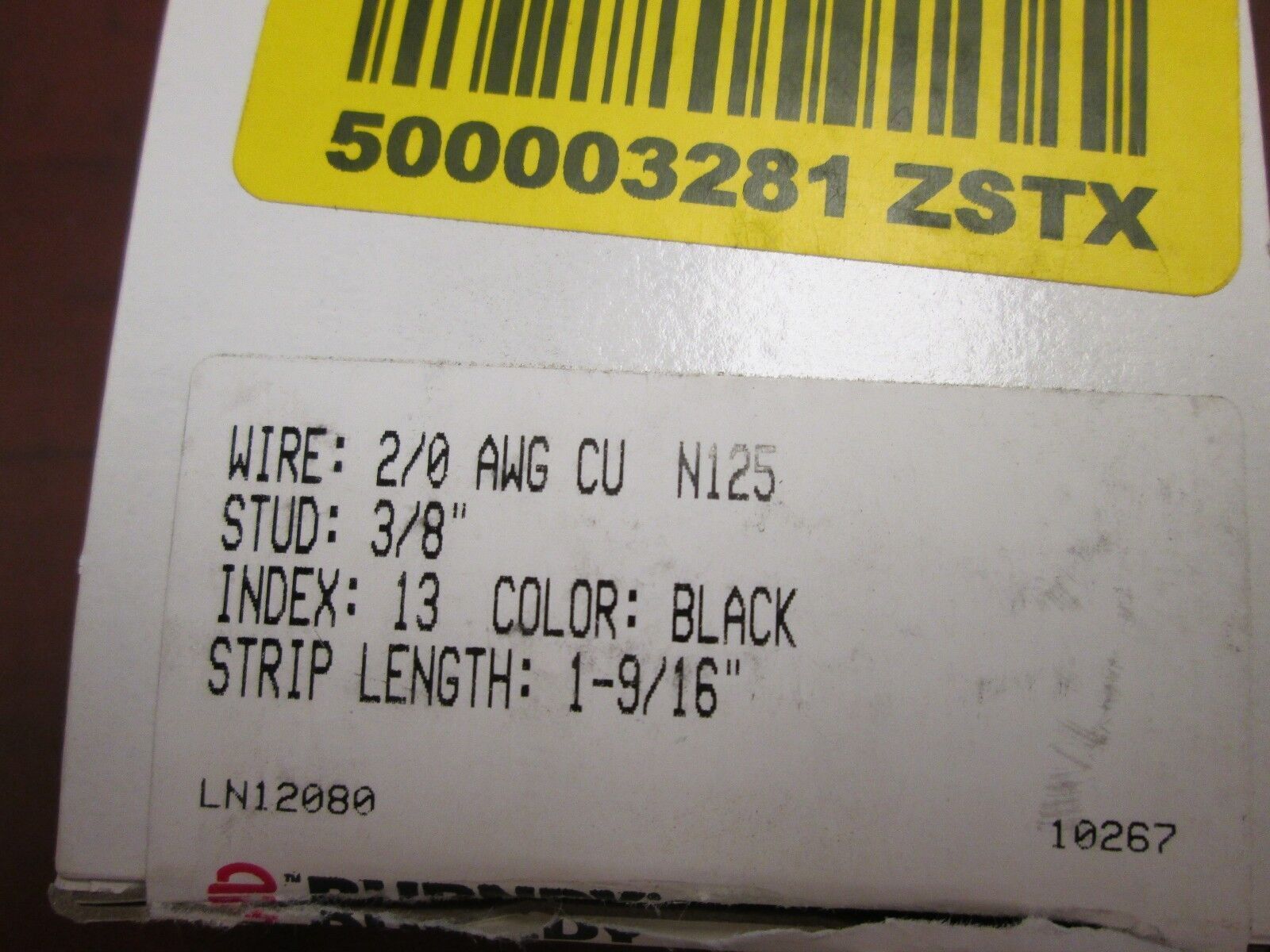 Burndy Crimp Lug YA26 2/0 AWG CU Black Die 13 Lot of 10 New