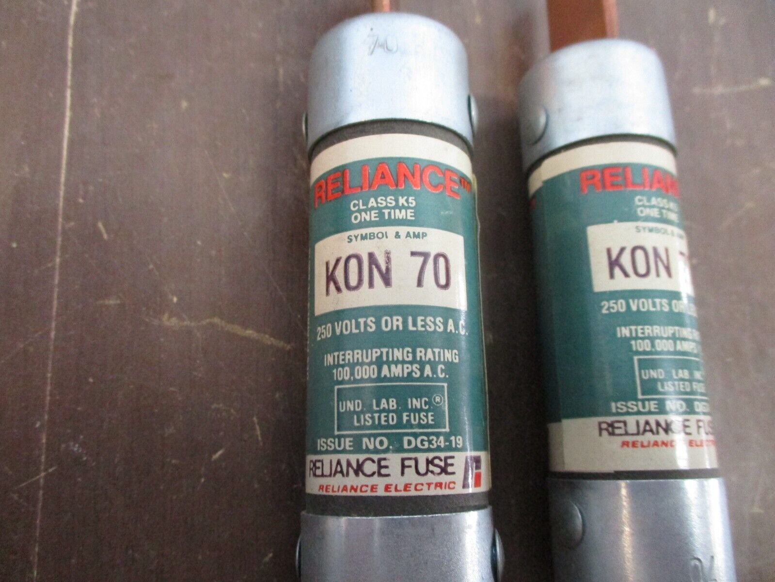Reliance Fuse KON 70 70A 250V *Lot of 2* Used