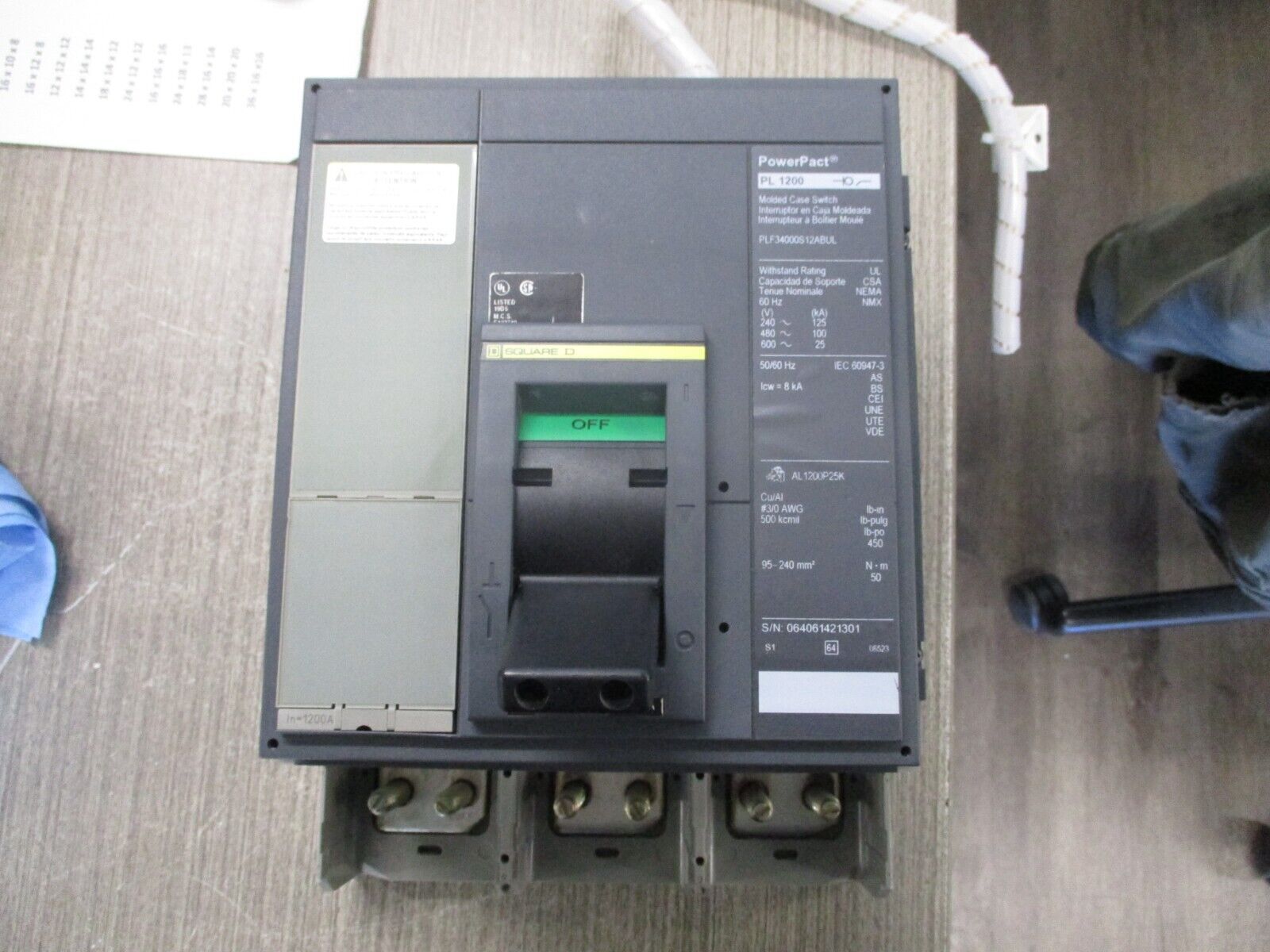 Square D Power Pact Circuit Breaker PL 1200 1200A 480V *No Trip* Used
