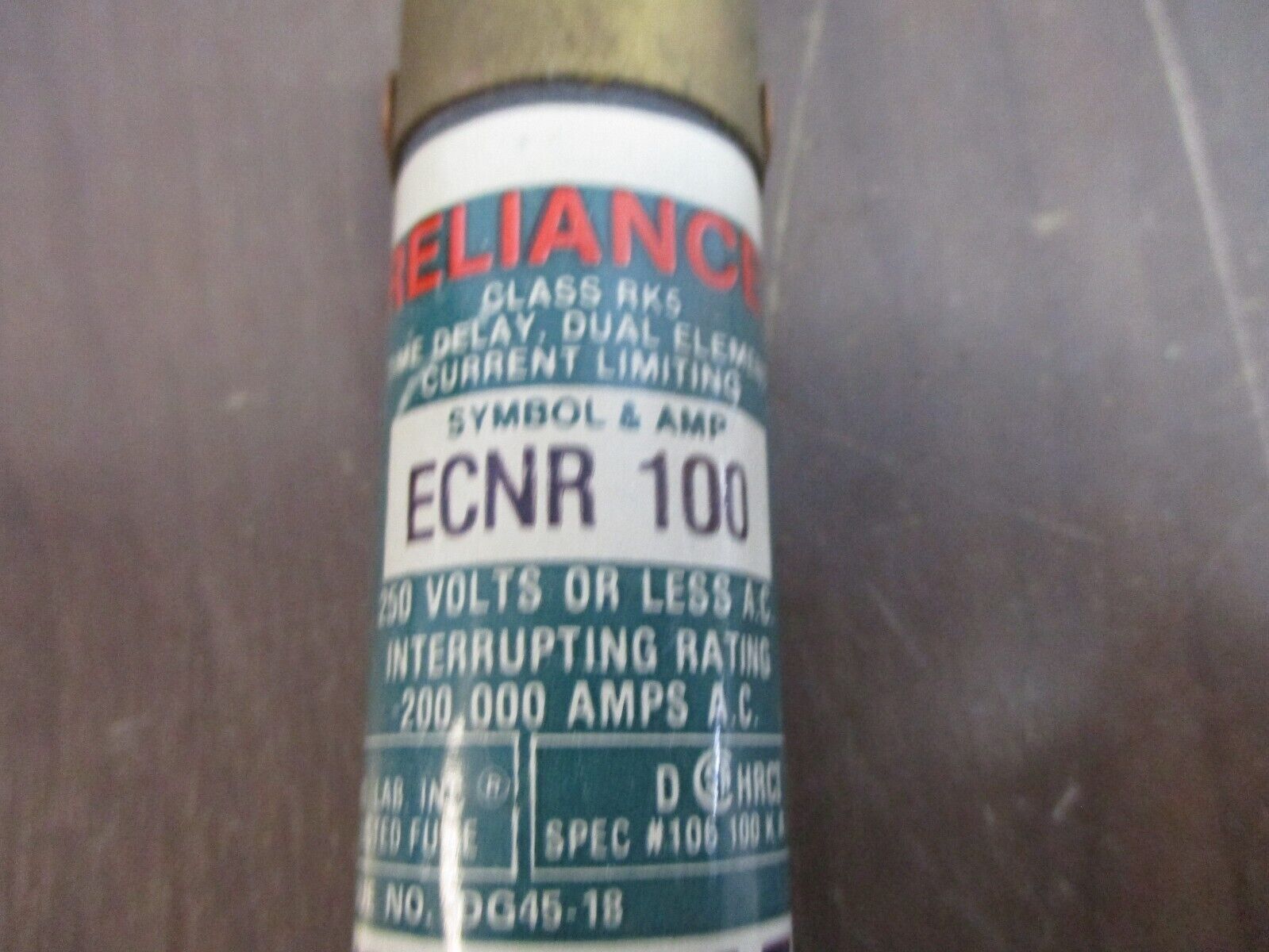 Reliance Fuse ECNR 100 100A 250V Used