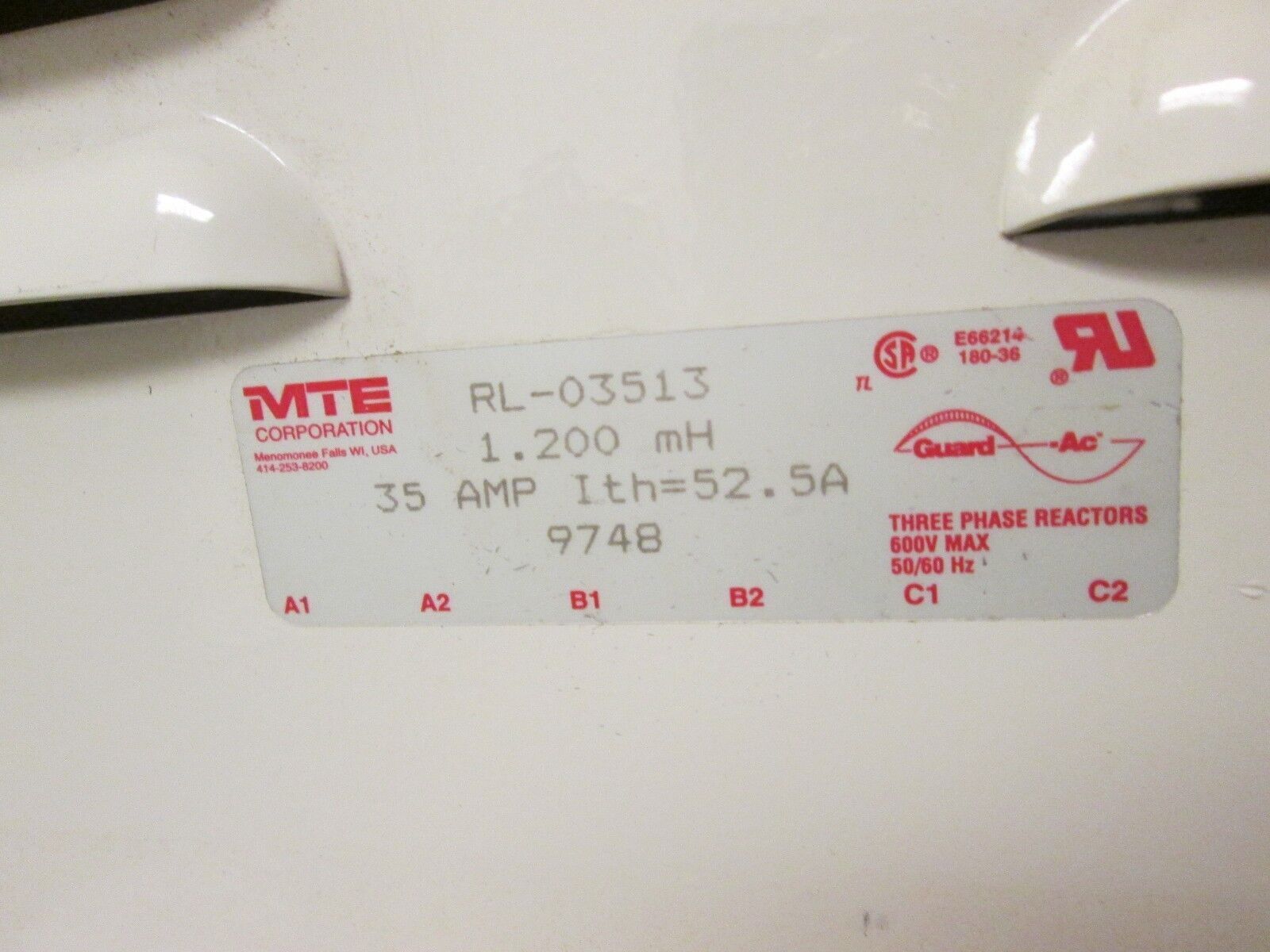 MTE 3 Phase Reactor PL-03513 35A 600V Used