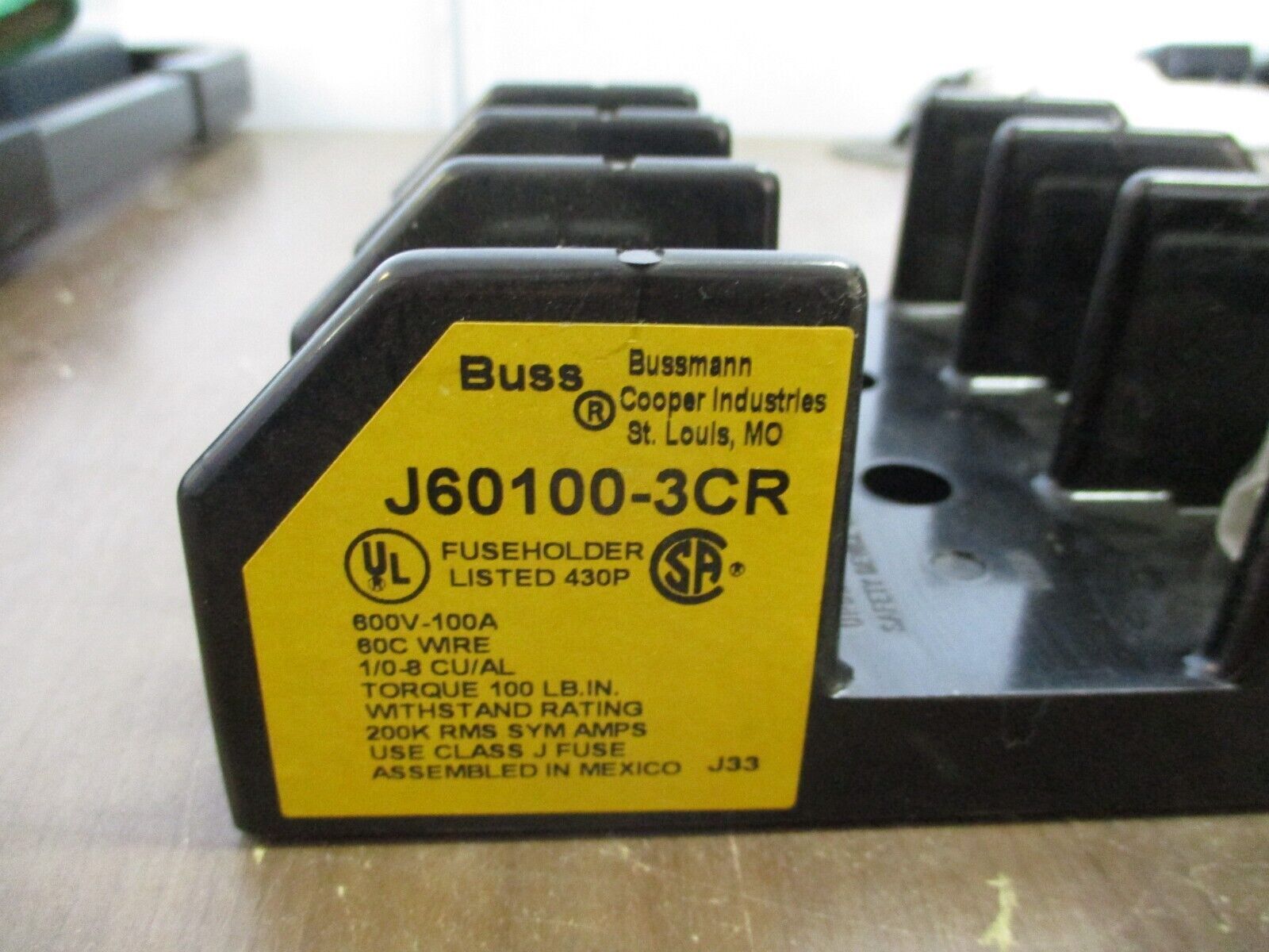 Buss Fuseholder J60100-3CR 100A 600V 3P Used