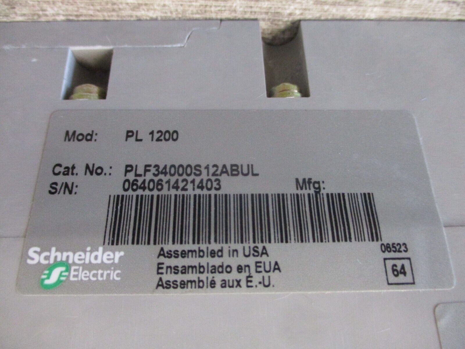 Square D Power Pact Circuit Breaker PL 1200 1200A 480V *No Trip* Used
