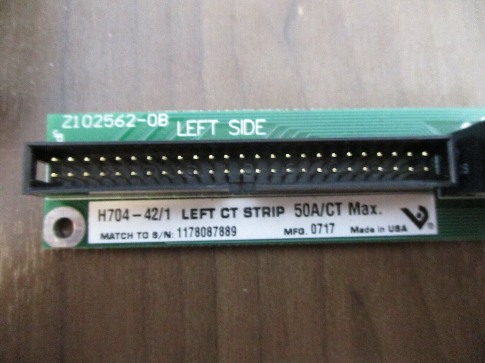 Veris Branch Circuit Current Monitoring Left CT Strip H704-42/1 50A/CT Used