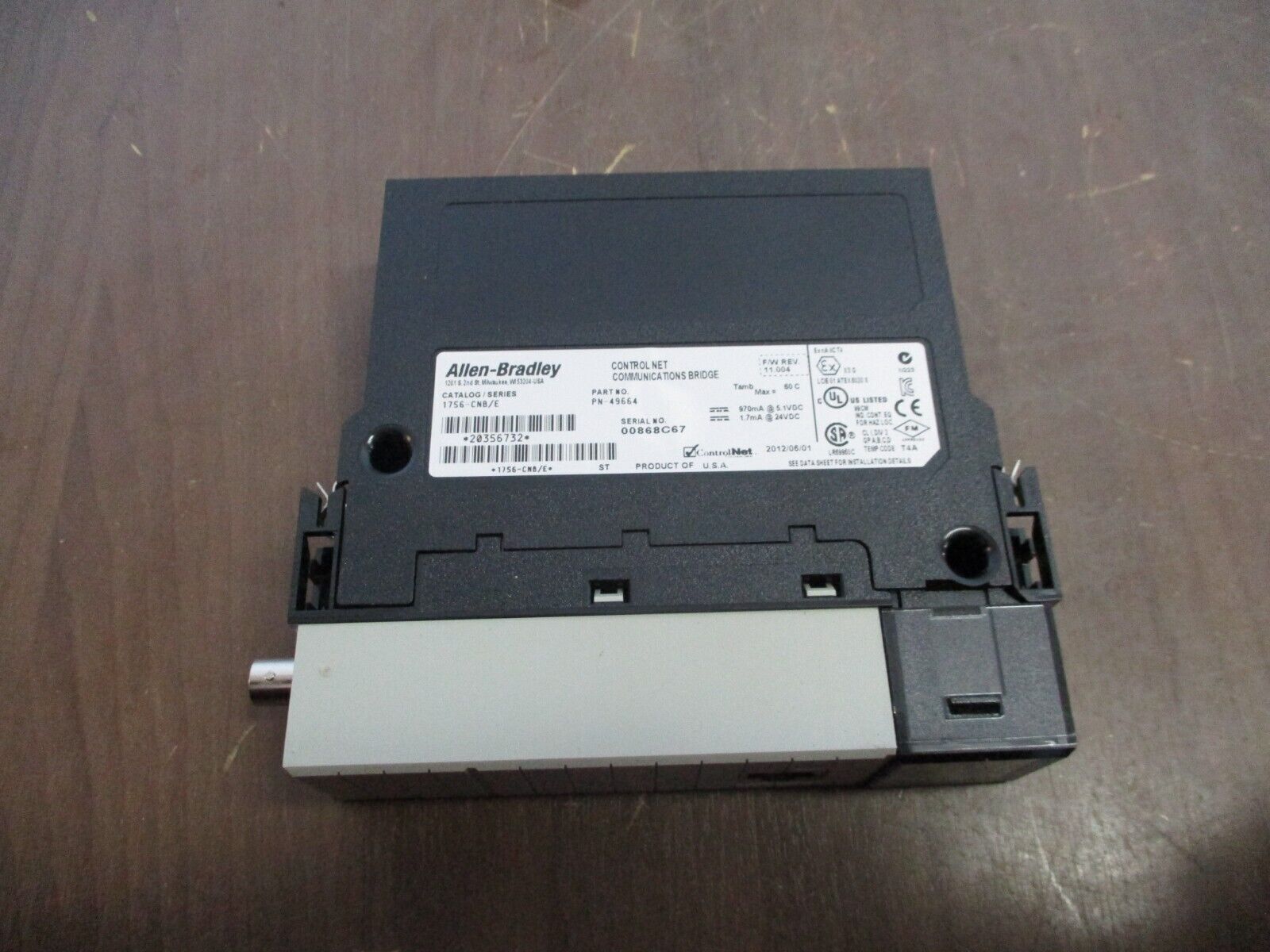Allen-Bradley ControlNet Comm. Bridge Module 1756-CNB Ser. E F/W Rev. 11.004
